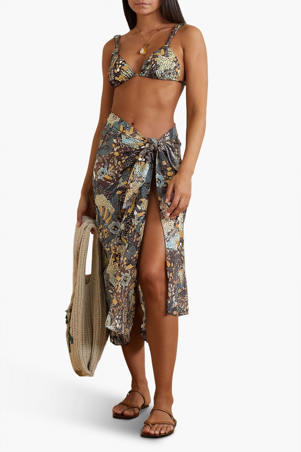 ULLA JOHNSON Catalina printed triangle bikini top