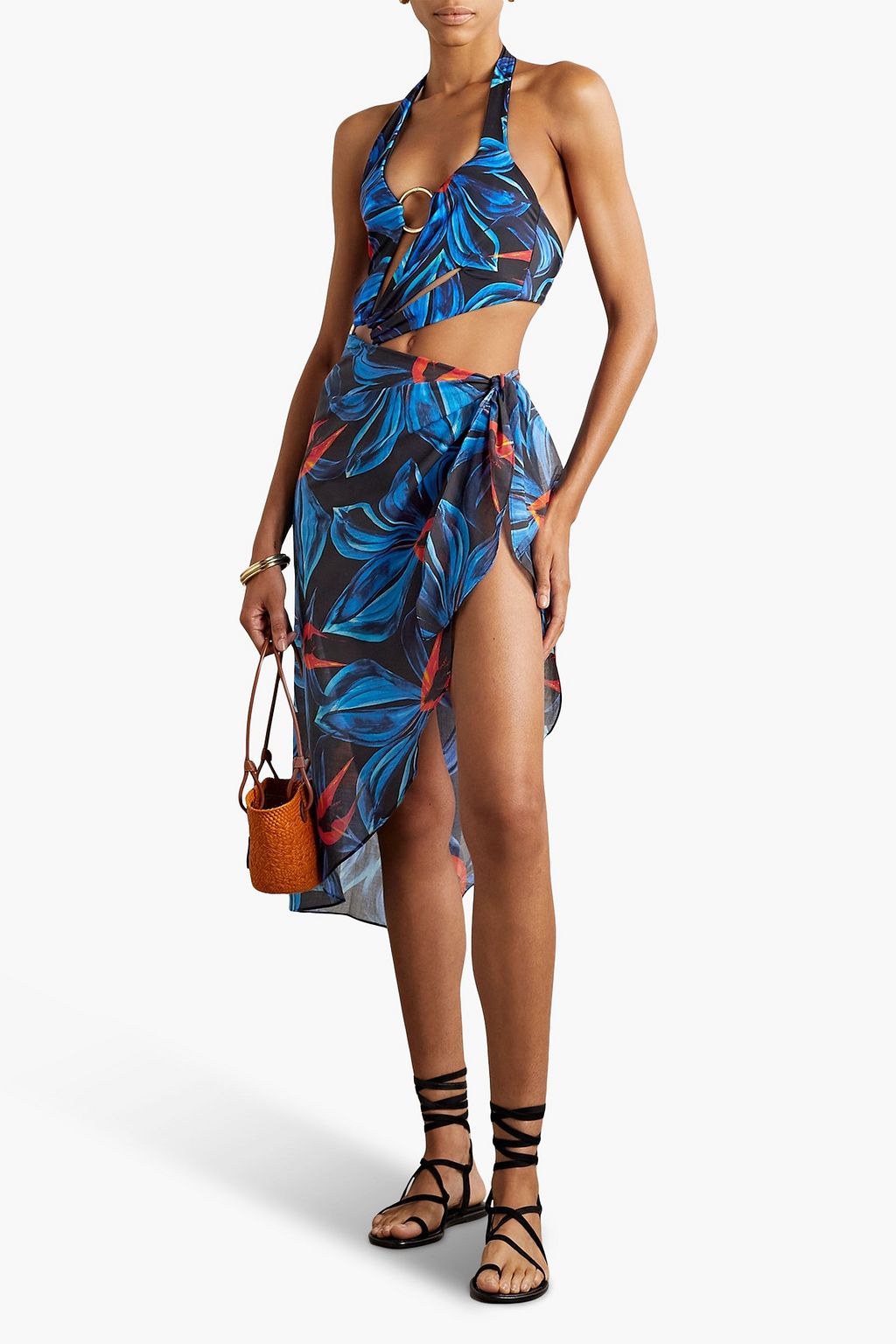 LOUISA BALLOU Floral-print cotton-voile pareo