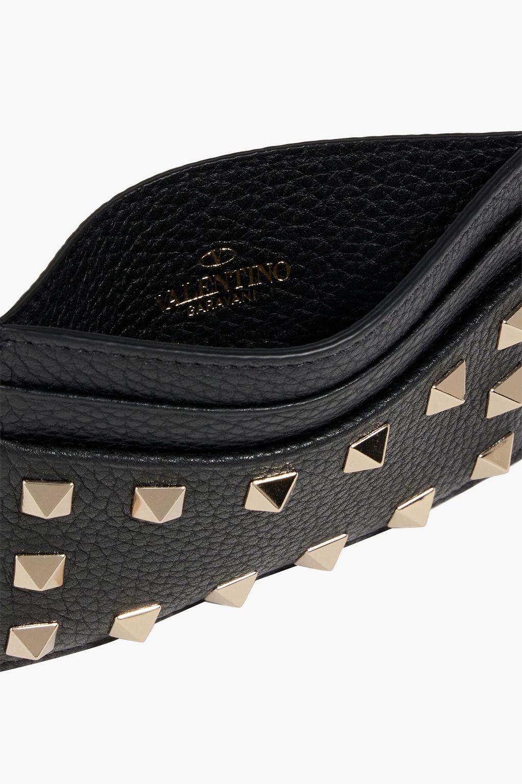 VALENTINO GARAVANI Rockstud pebbled-leather cardholder