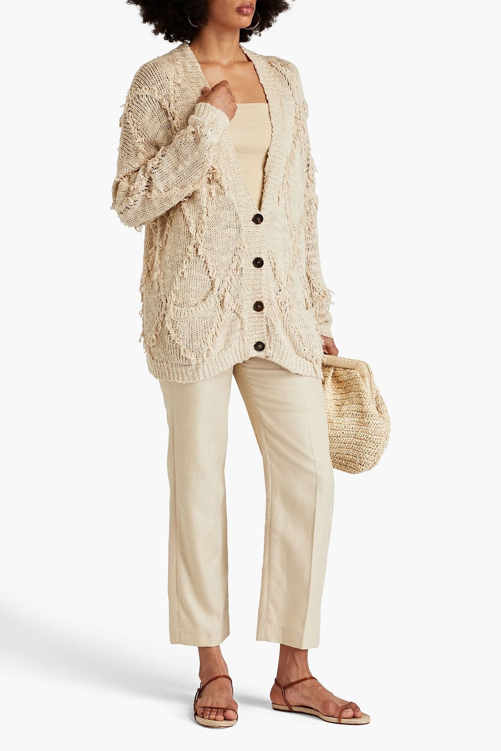 BRUNELLO CUCINELLI Bouclé linen and silk-blend cardigan