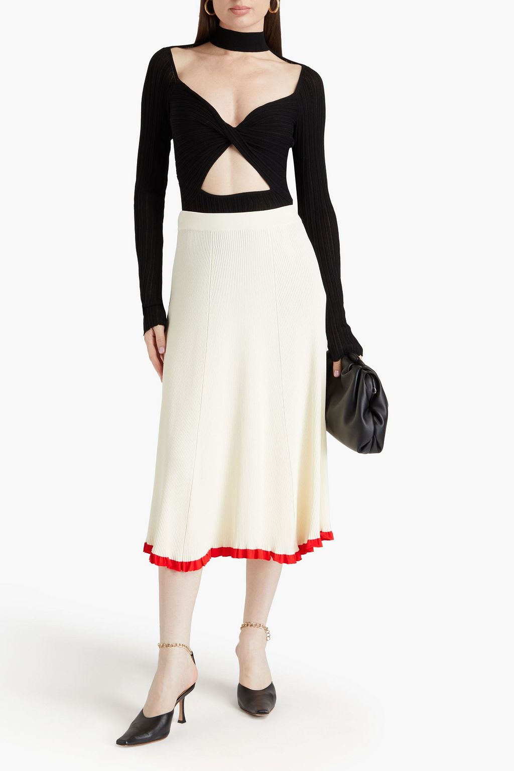 JIL SANDER Ribbed-knit midi skirt