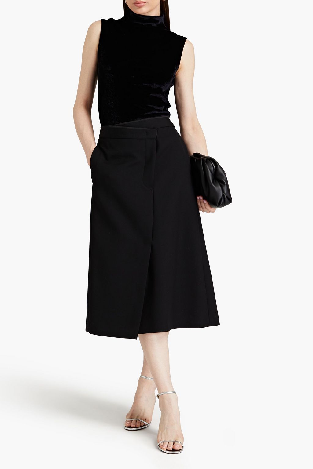 JIL SANDER تنورة متوسطة الطول من الصوف بأسلوب ملتف