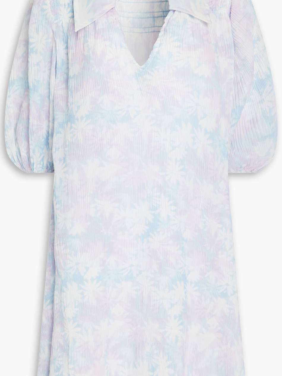 floral-print plissé-georgette mini dress