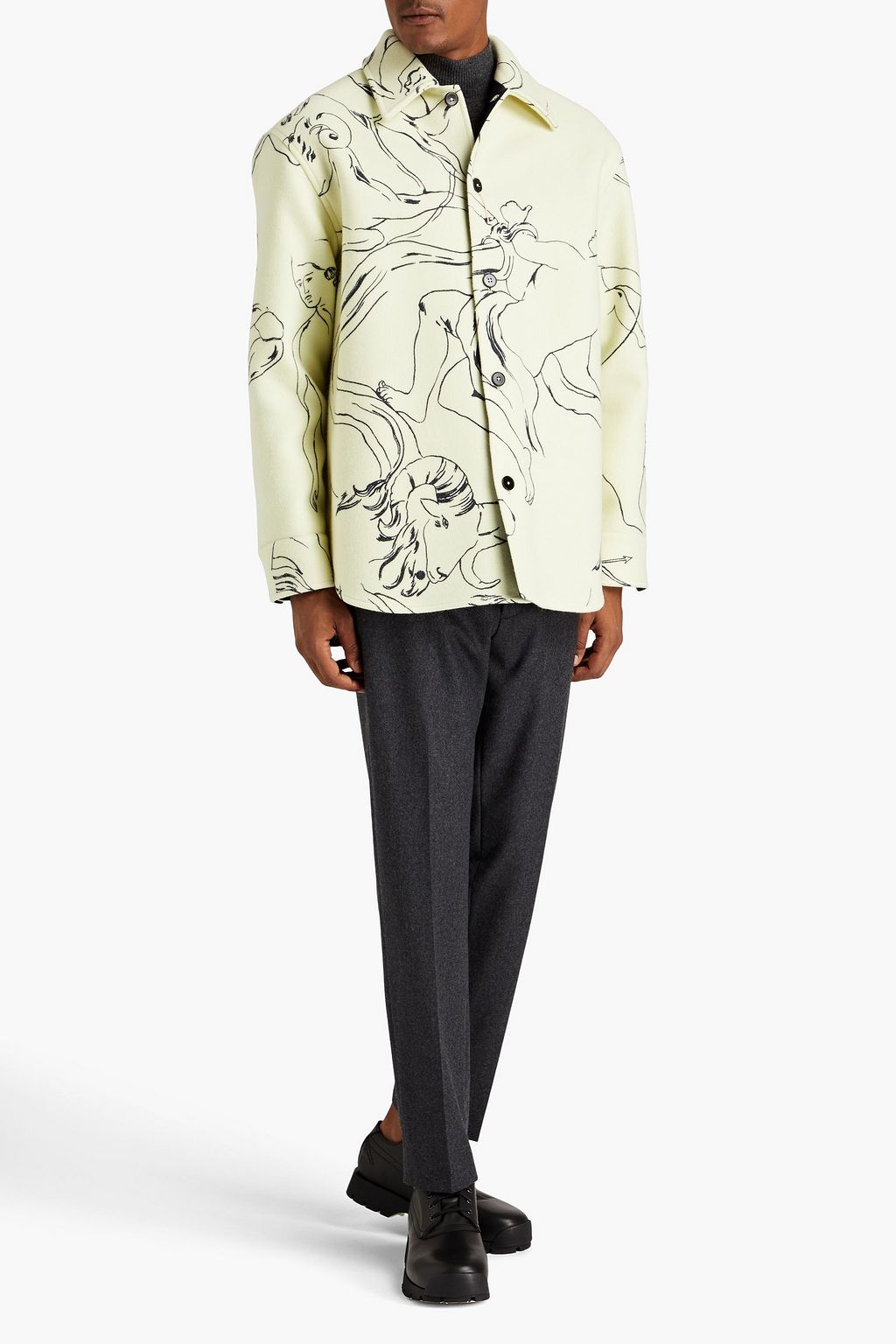 JIL SANDER Printed wool-felt overshirt