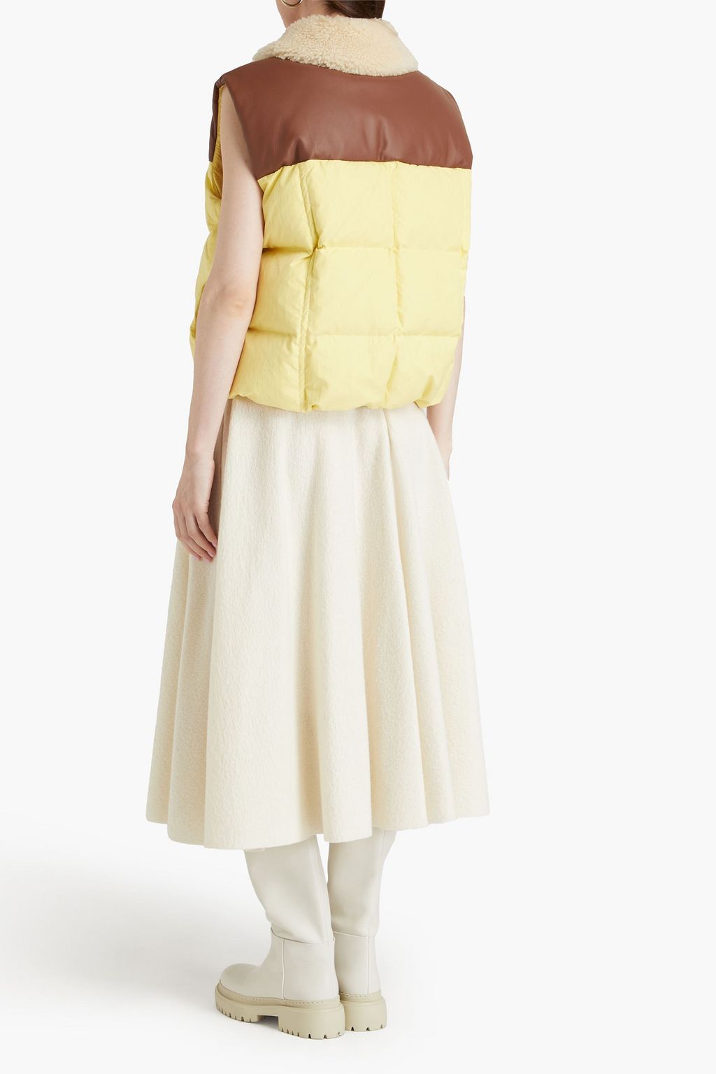 JIL SANDER+ Leather-paneled quilted shell vest