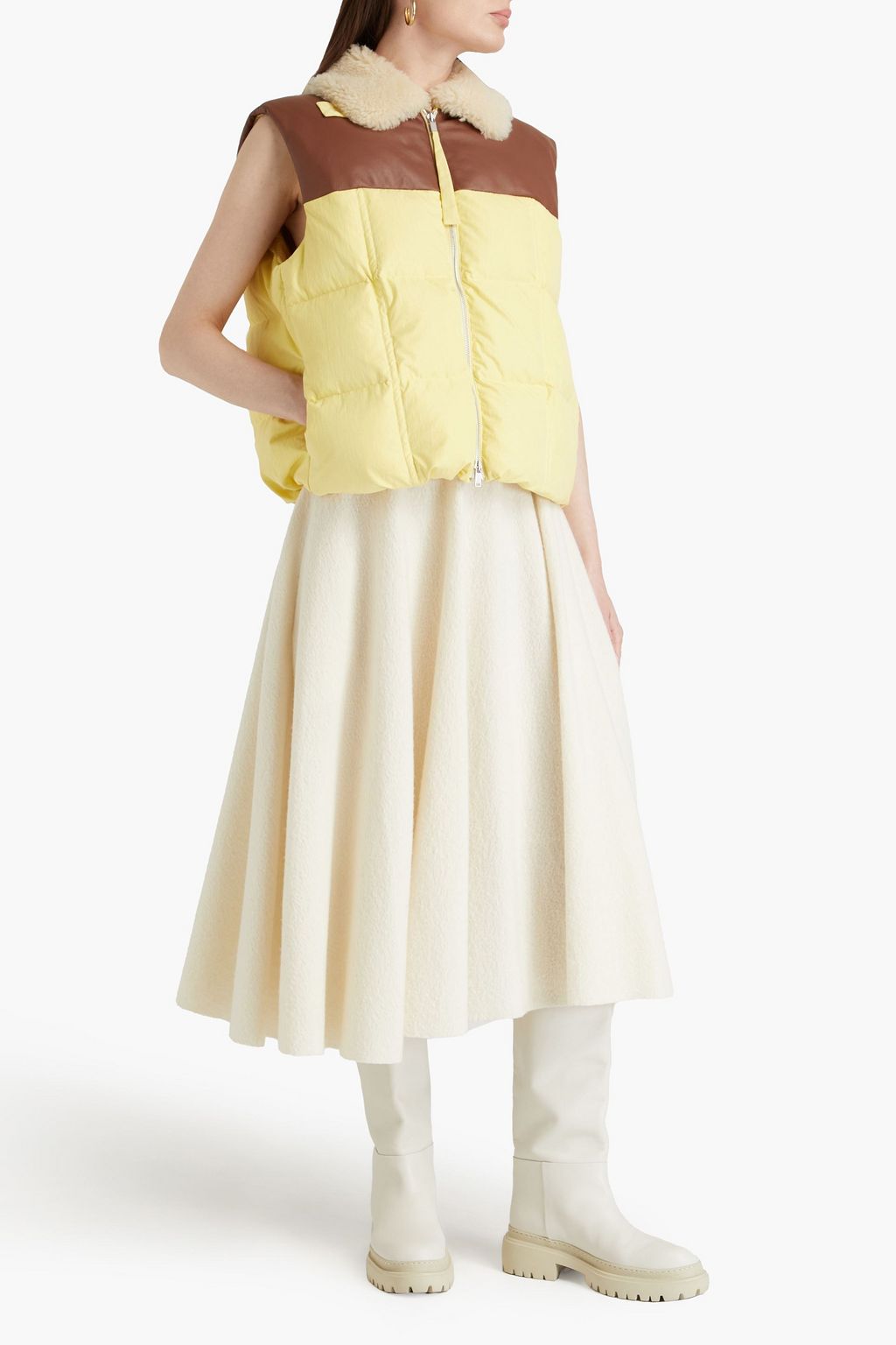 JIL SANDER+ Leather-paneled quilted shell vest