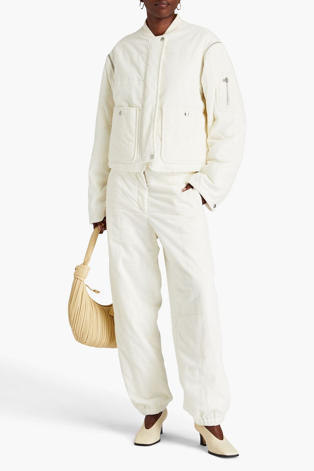 JIL SANDER+ بنطال من قطن مخمل بقصة تضيق تدريجيًا