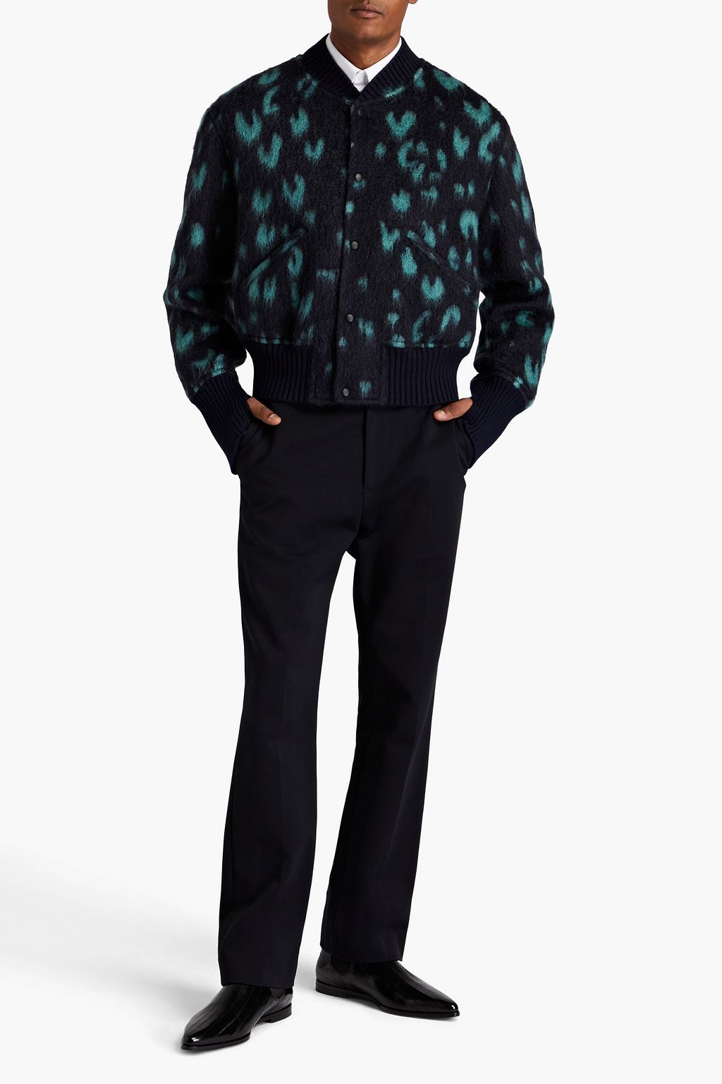 JIL SANDER Leopard-print brushed-felt bomber jacket
