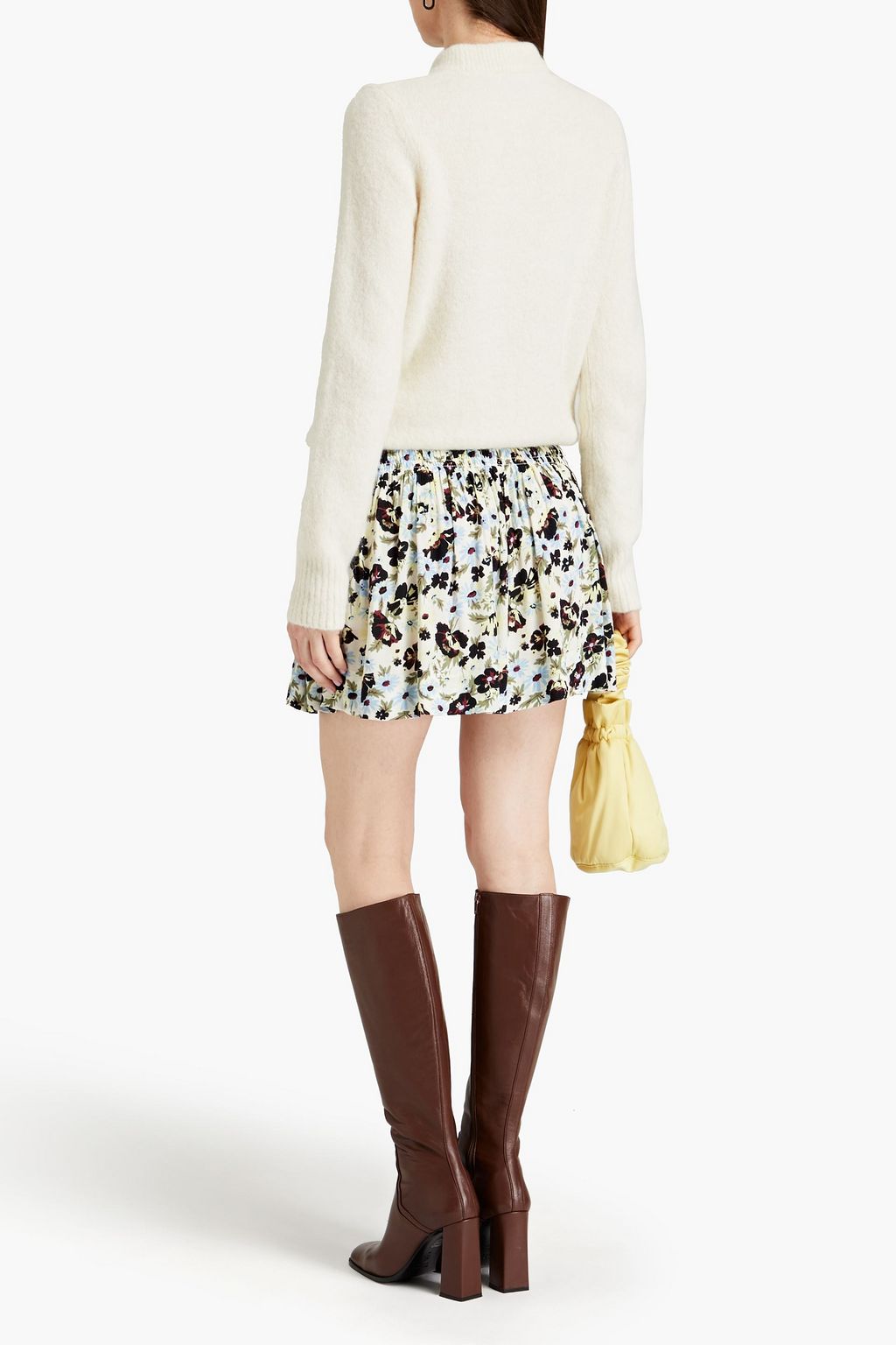 GANNI Shirred floral-print EcoVero™-blend crepe mini skirt