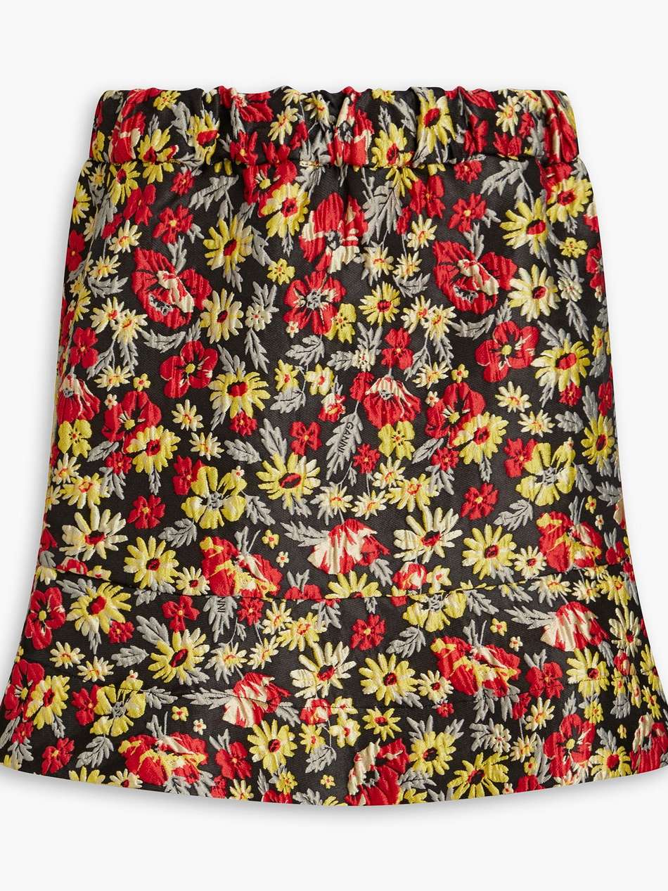 floral-jacquard mini skirt