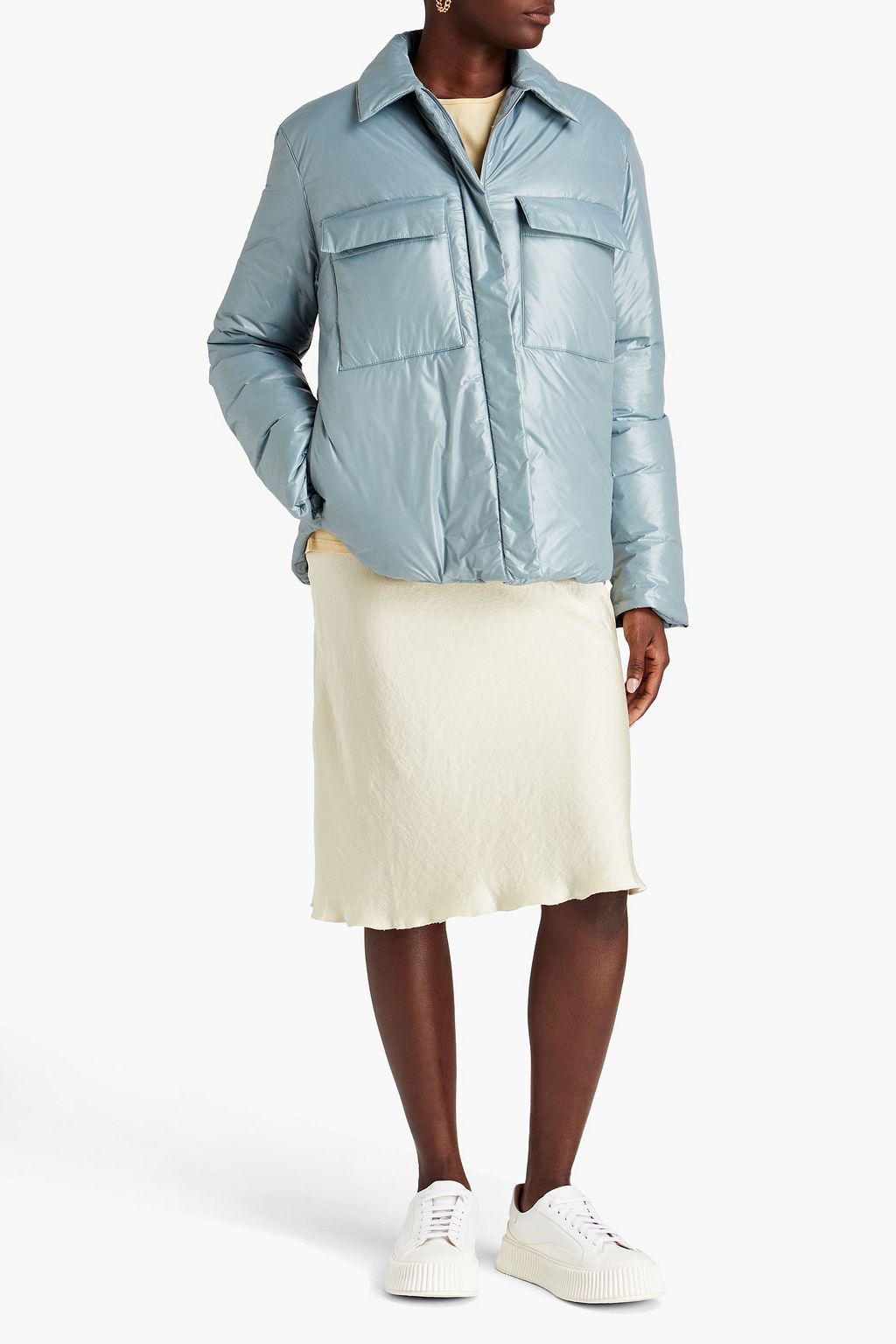 JIL SANDER+ جاكيت من قماش عازل مبطّن مطلي