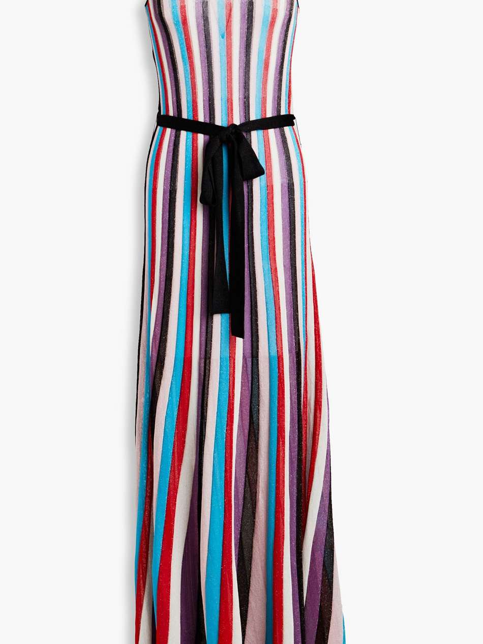 malaga metallic striped knitted maxi dress