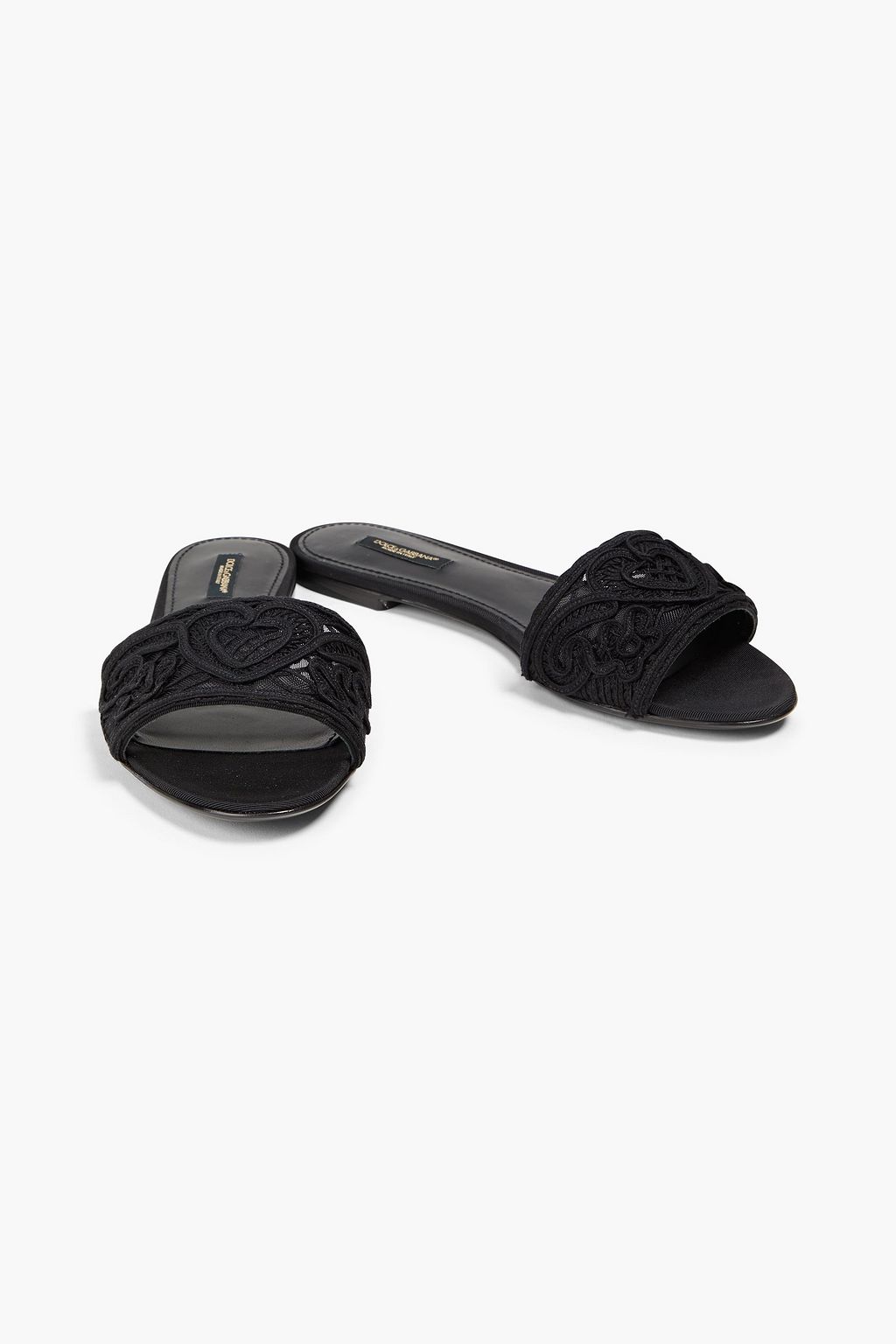 DOLCE&GABBANA Lace-paneled mesh slides