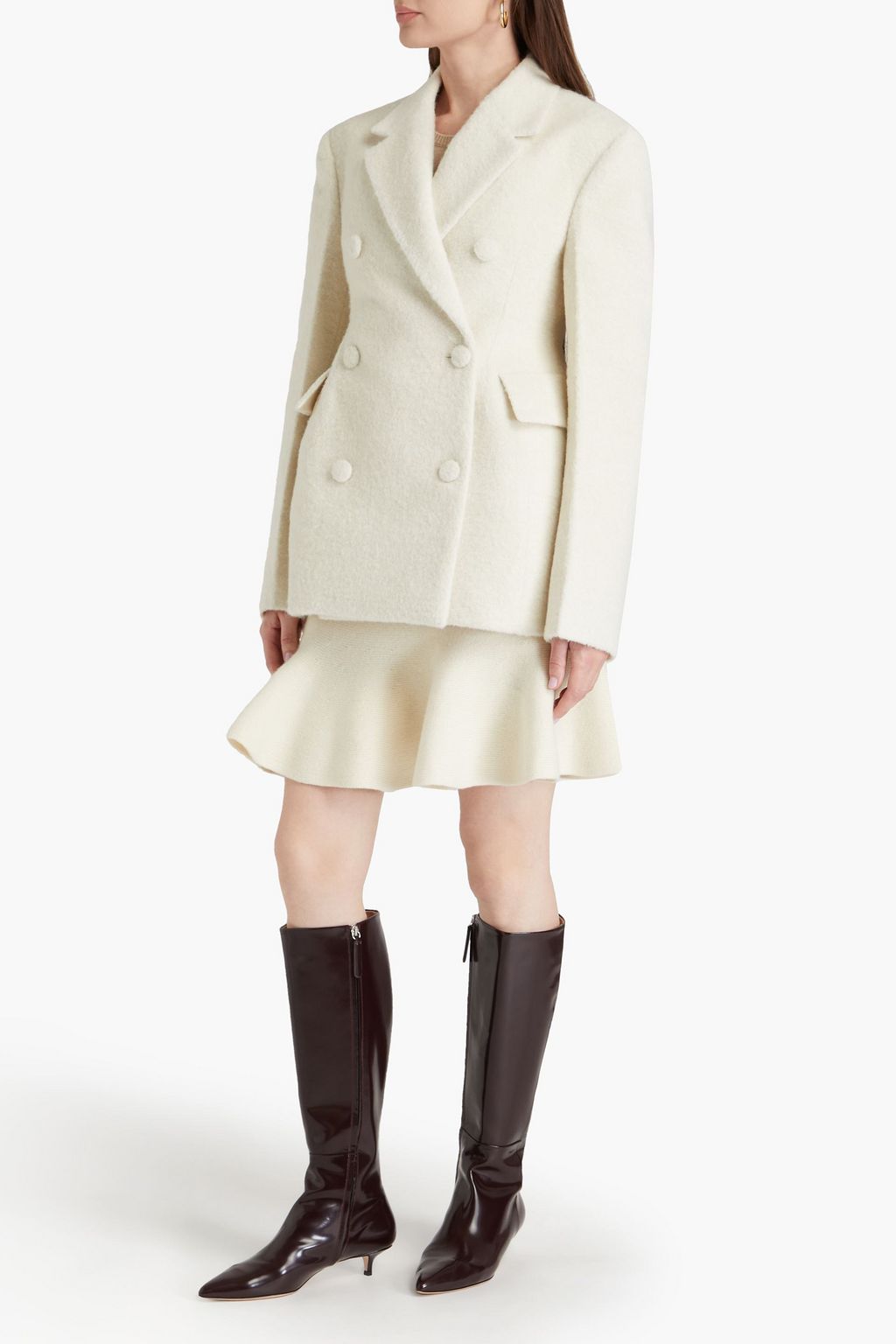 JIL SANDER Double-breasted brushed wool-blend jacket