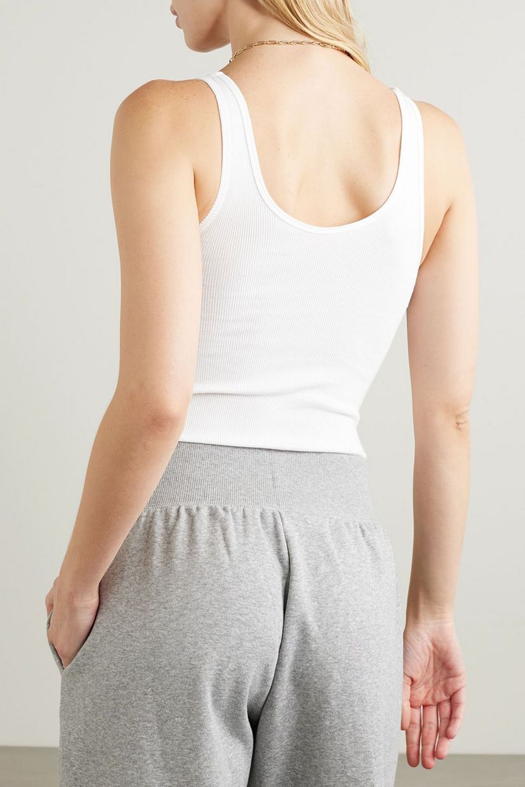 HOMMEGIRLS بودي سوت قصيرة من قطن جيرسي مطاطي مضلّع
