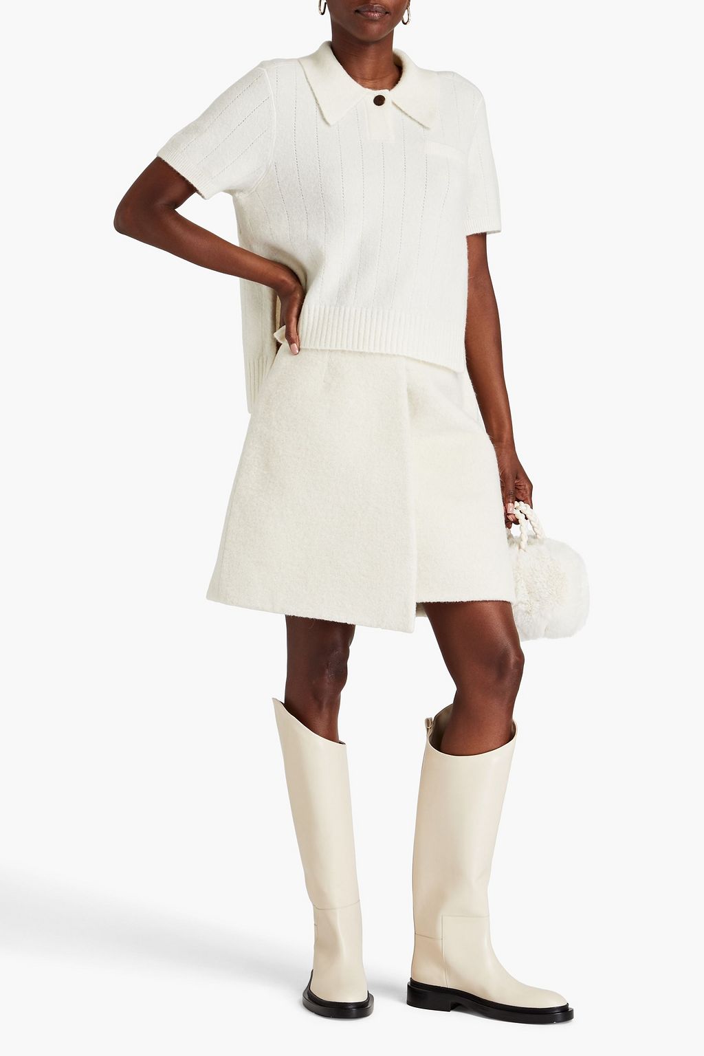 JIL SANDER 브러시드 울 미니 스커트