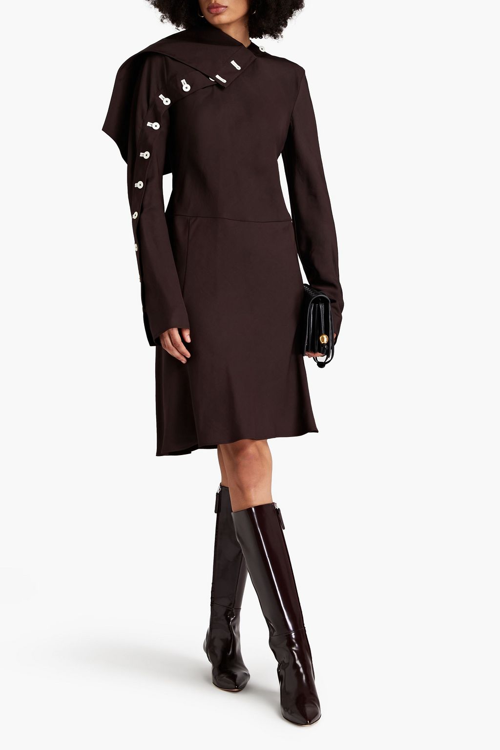 JIL SANDER サテンツイル ワンピース プリント入り