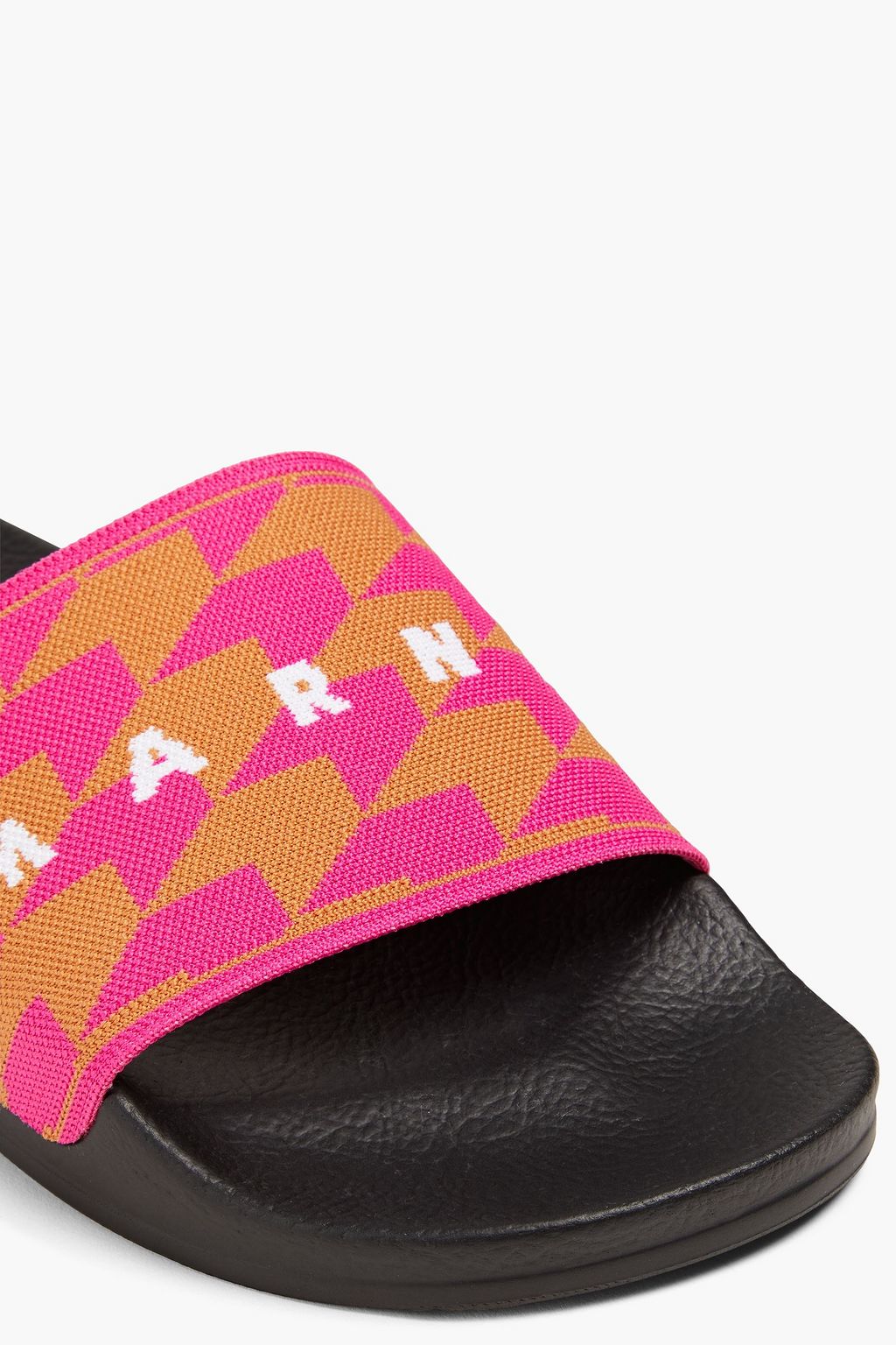 MARNI حذاء سلايد من الجاكار بنقشة هاوندز توث