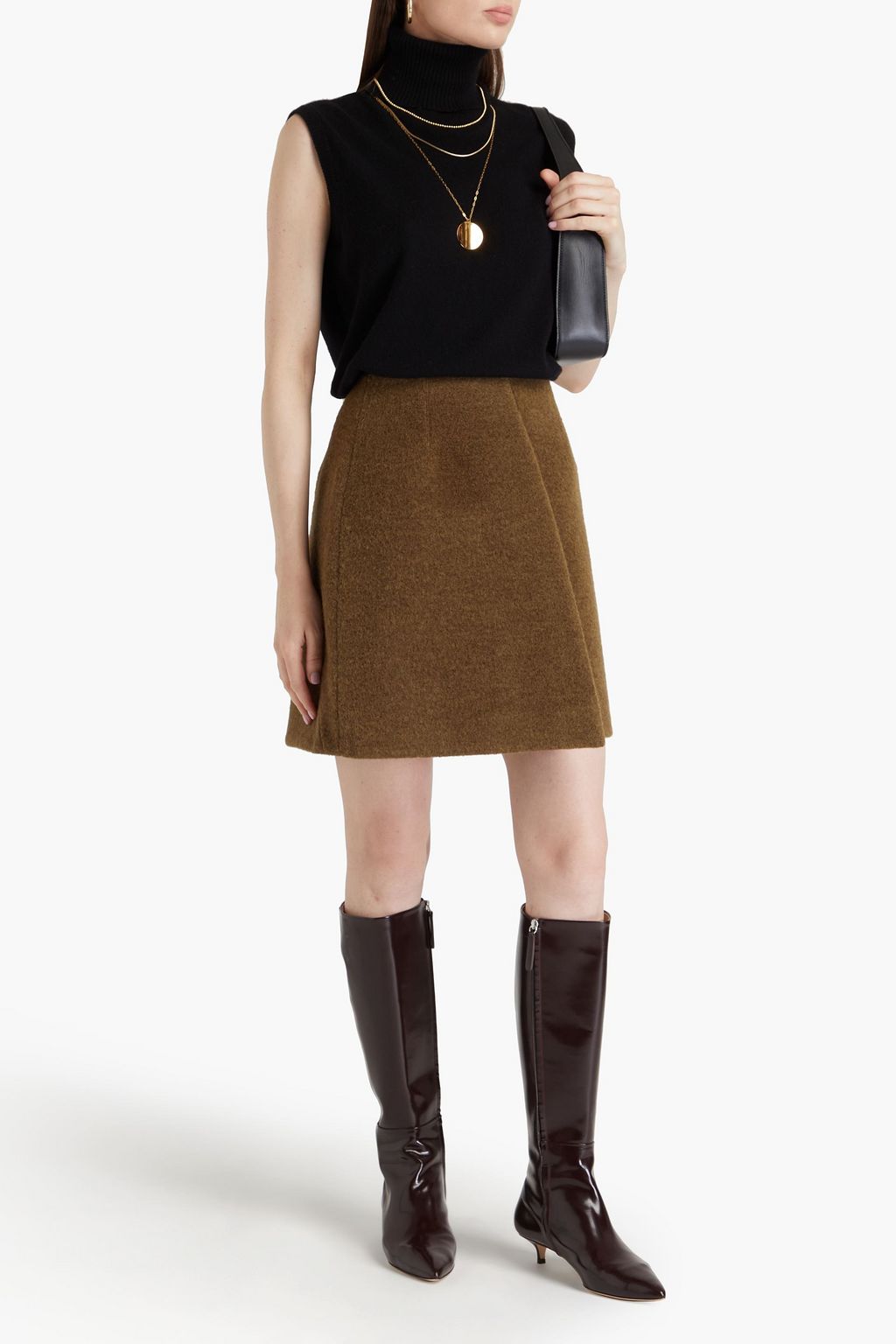 JIL SANDER 브러시드 울 미니 스커트
