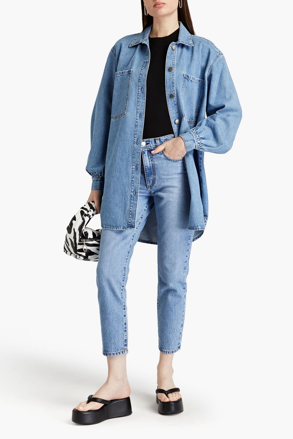NOBODY DENIM جينز 'بيسيت' قصير بأرجل ضيقة وخصر عالٍ