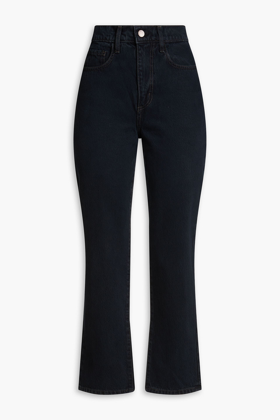 Nobody Denim Hutton Cropped High-rise Straight-leg Jeans In Black