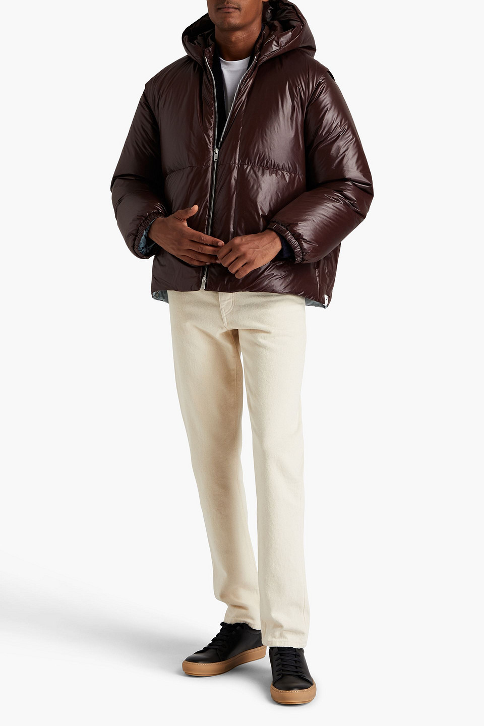  Jil Sander - Convertible Quilted Shell Hooded Down Jacket - Brown - M 