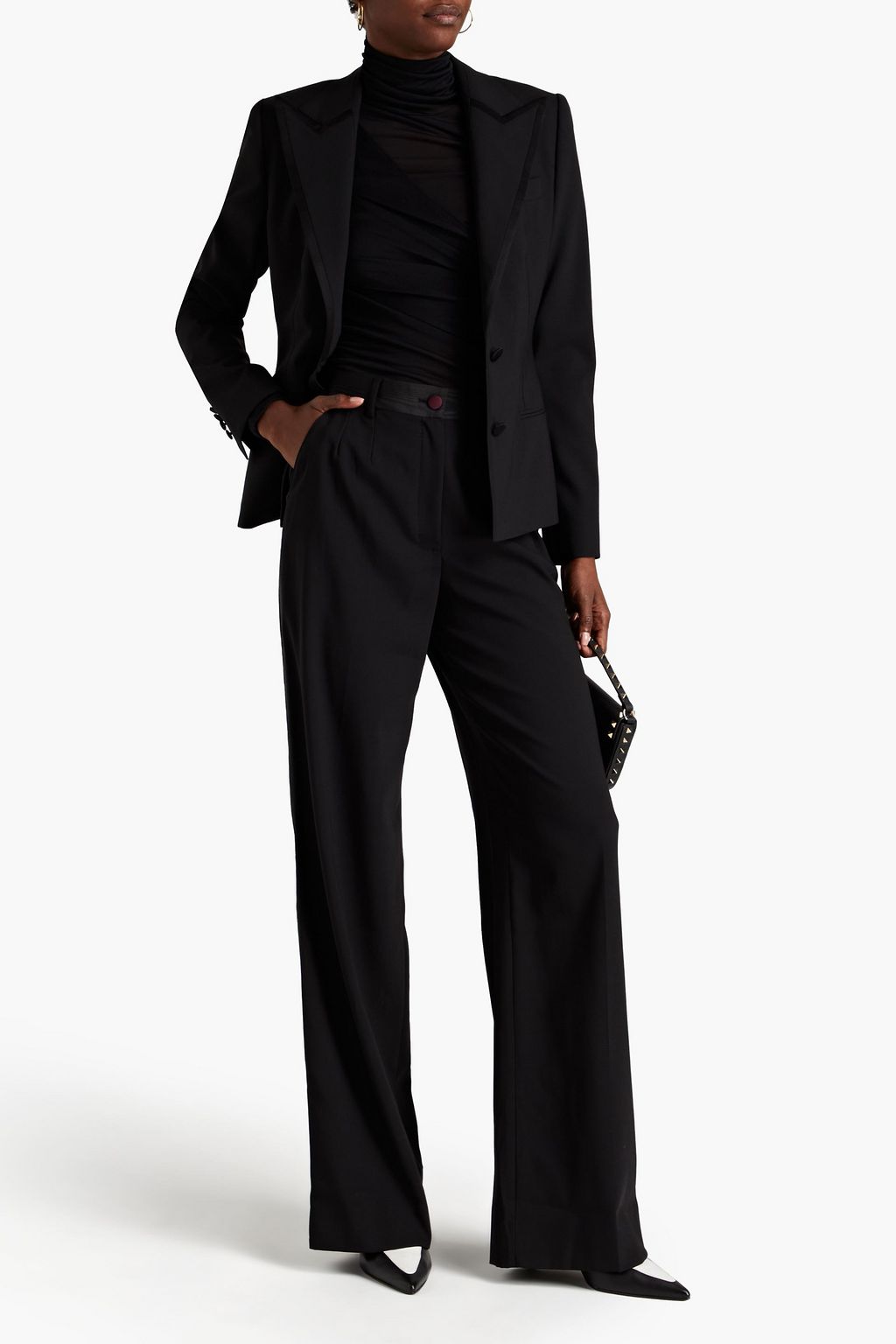 DOLCE&GABBANA Wool-blend crepe and taffeta wide-leg pants
