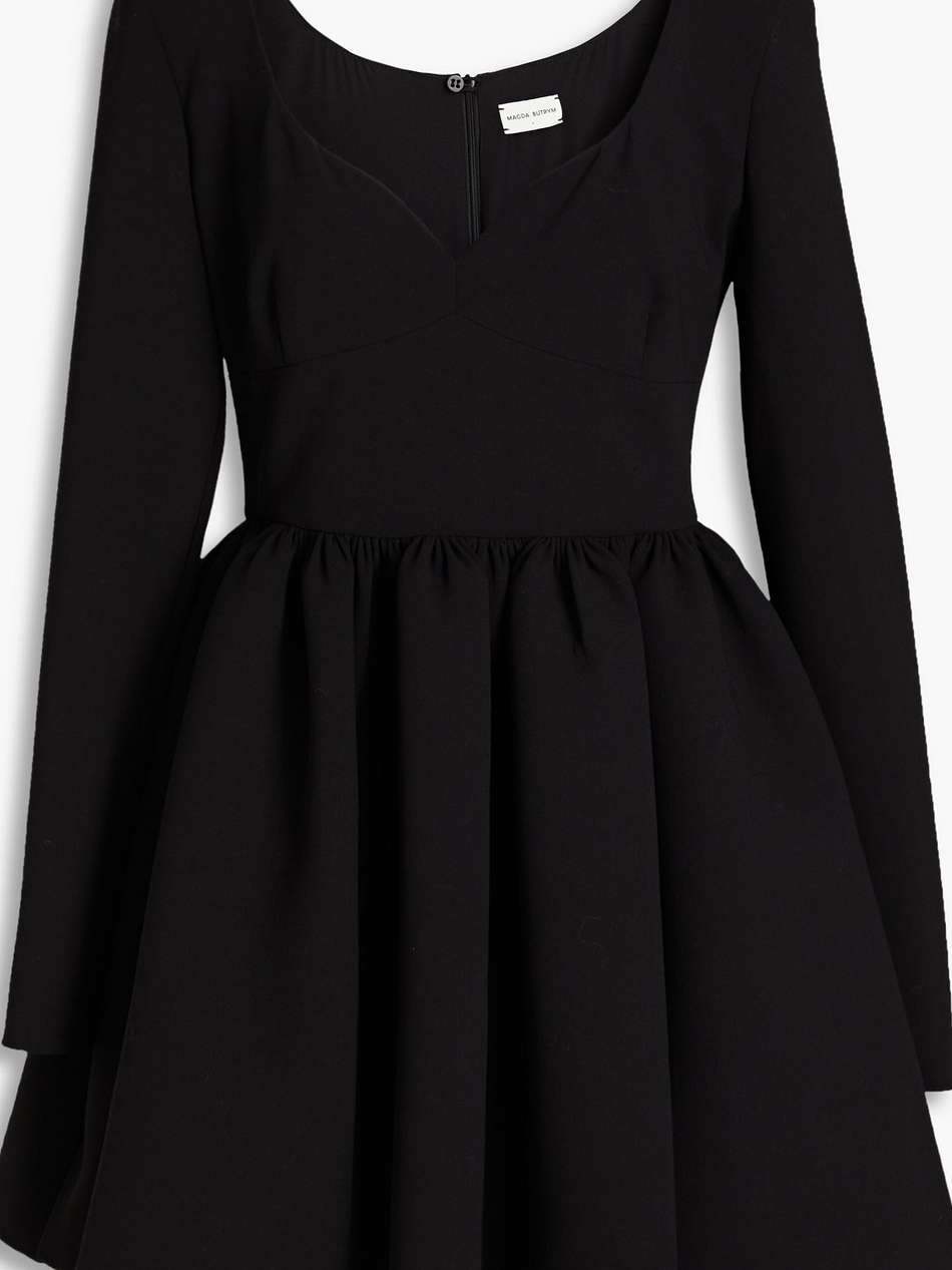 gathered wool-blend crepe mini dress