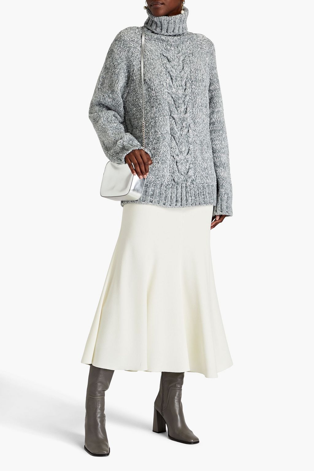 DOLCE&GABBANA Metallic cable-knit turtleneck sweater