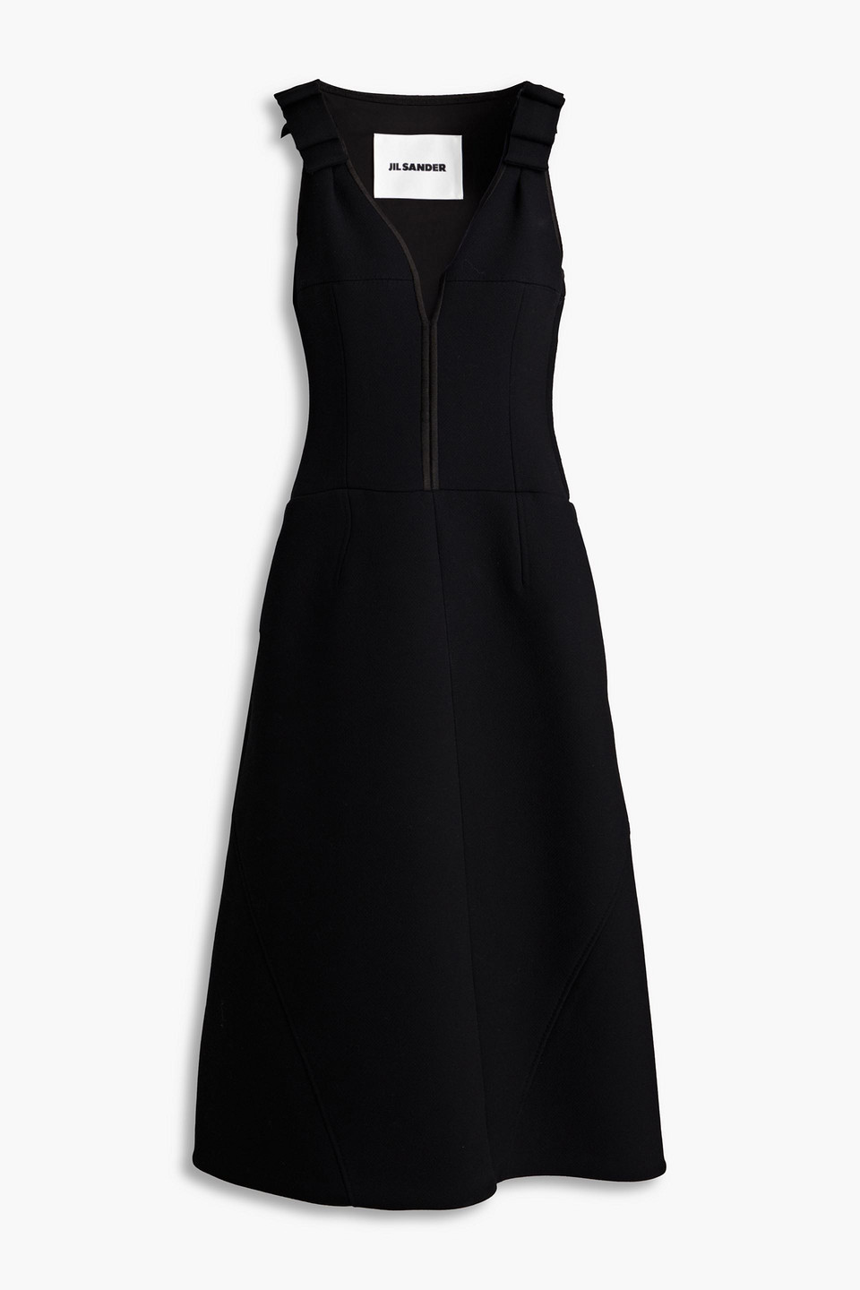 Jil Sander - Bow-embellished wool-blend crepe midi dress - Black - FR 36