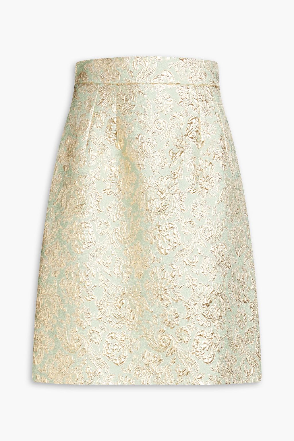 Metallic brocade mini skirt