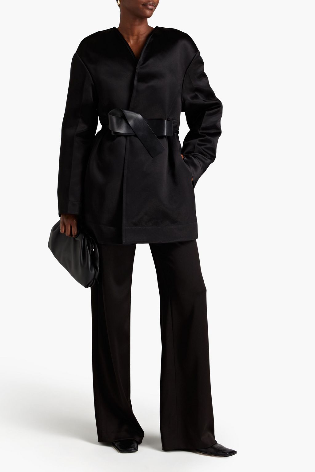 JIL SANDER 새틴 벨티드 재킷