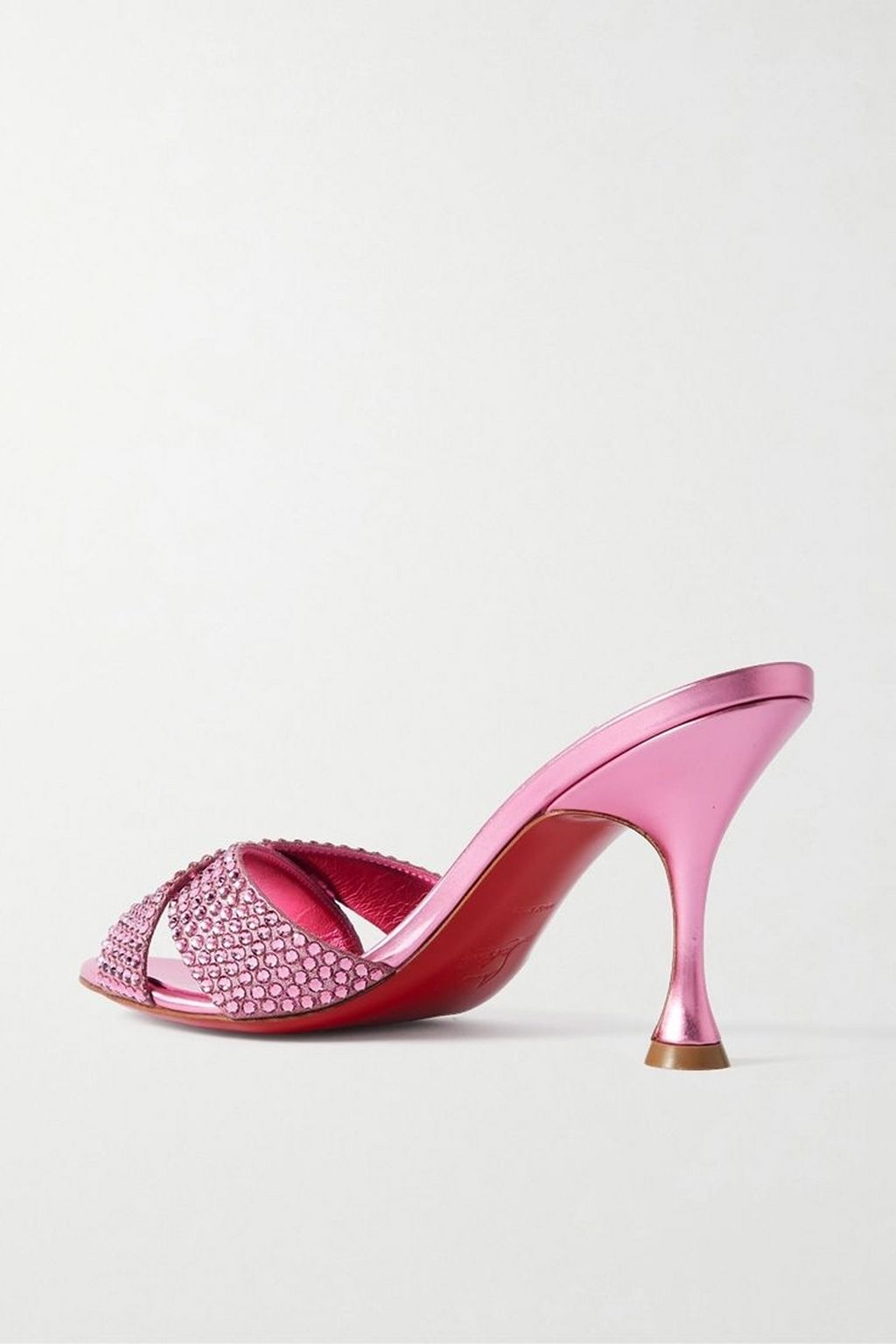 CHRISTIAN LOUBOUTIN حذاء ميول Mariza Is Back Strass من الجلد المعدني مزركش بالكريستال بكعب 85 مم
