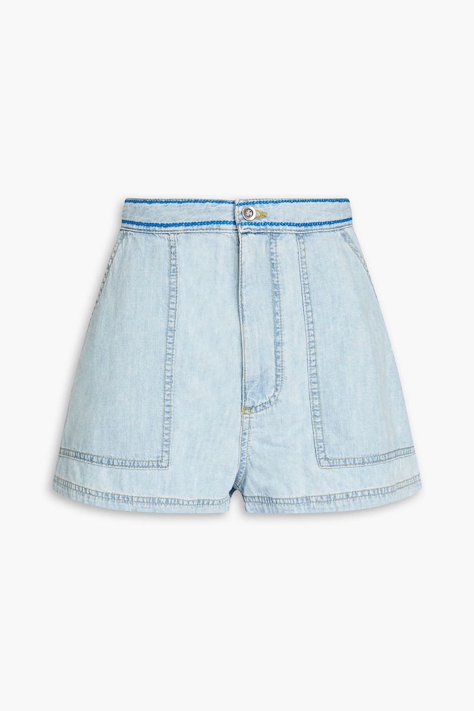 Shop Marni Faded Denim Shorts In Light Denim