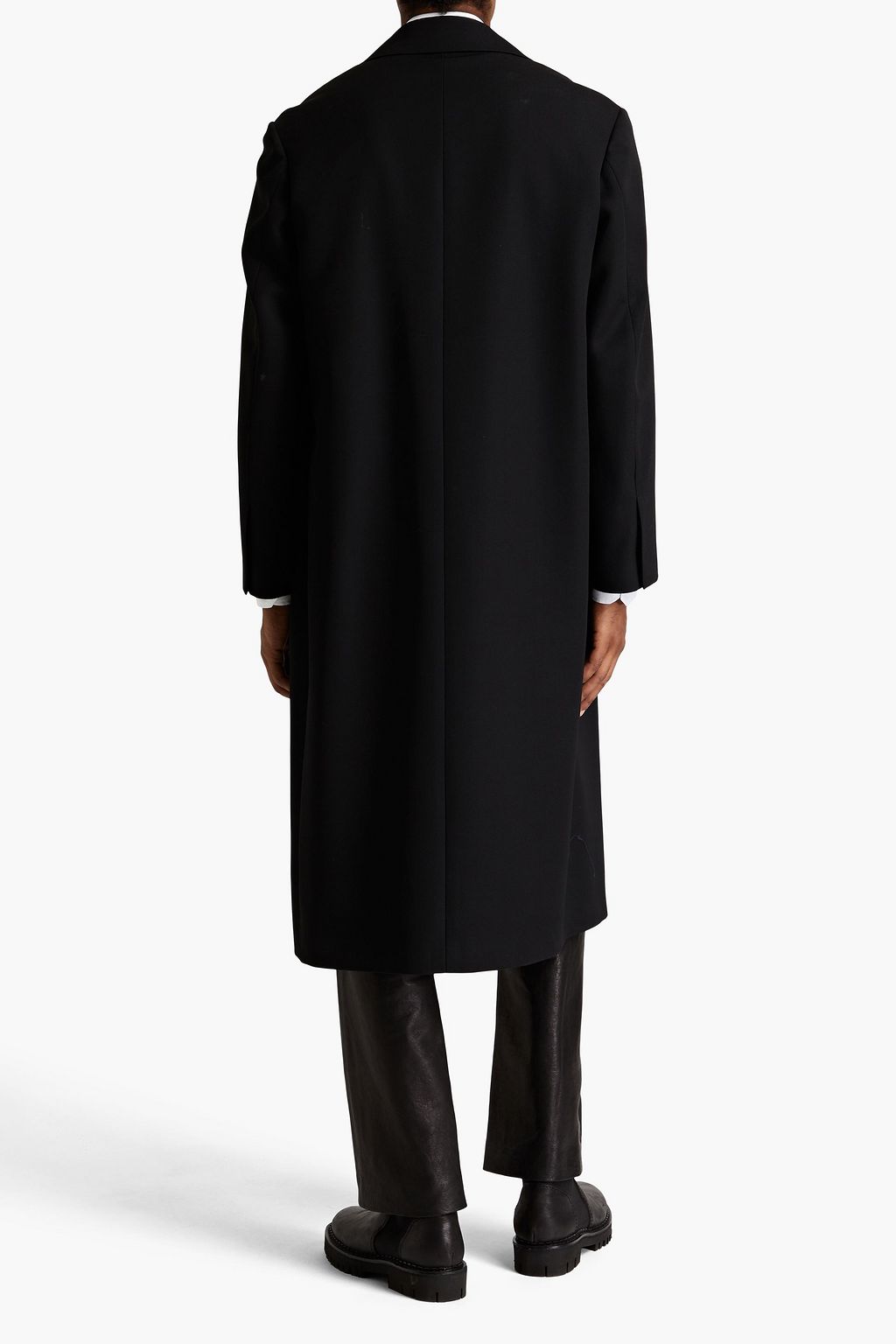 JIL SANDER Leather- trimmed grain de poudre wool coat