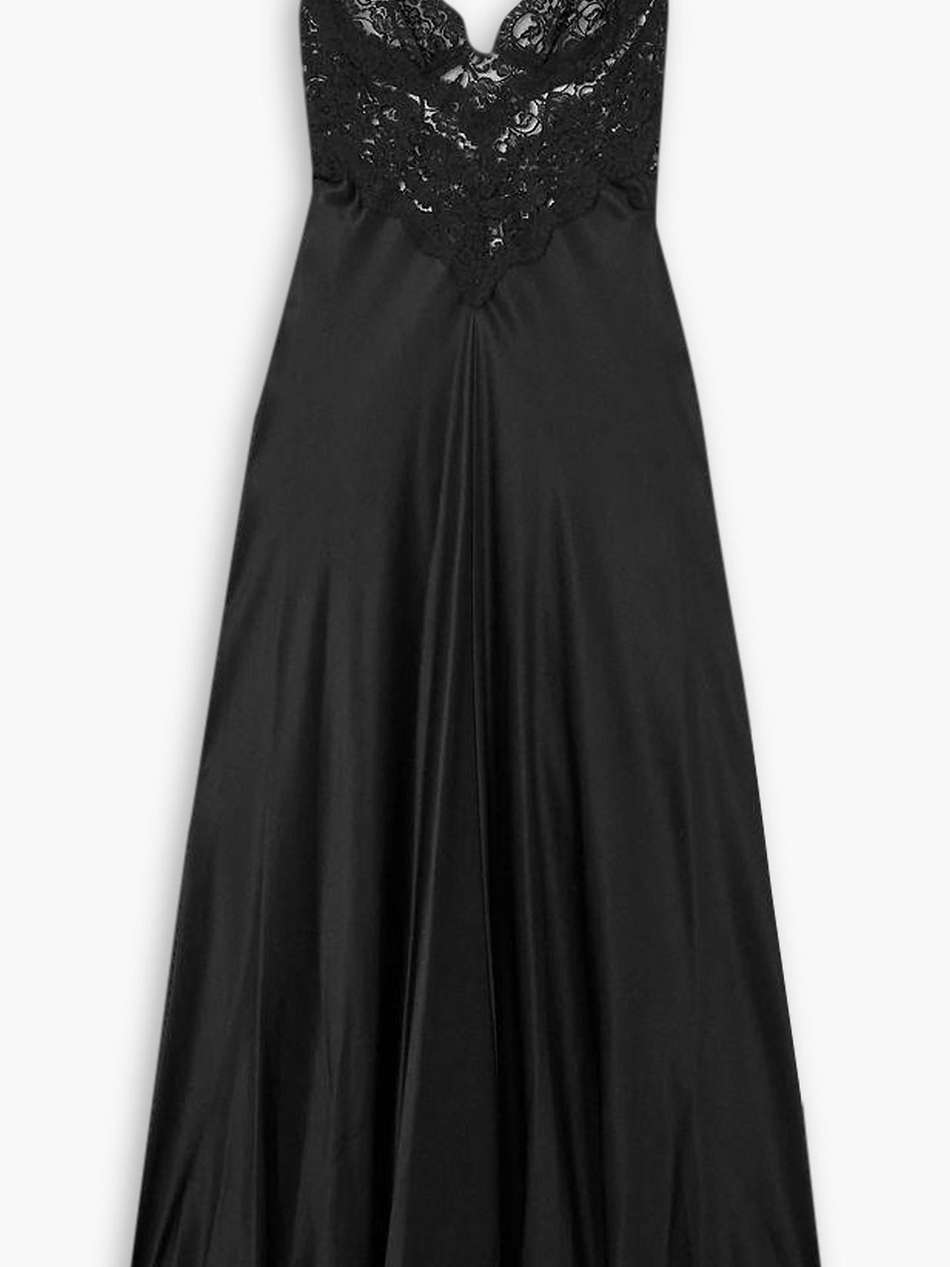 silk-satin and cotton-blend lace maxi dress