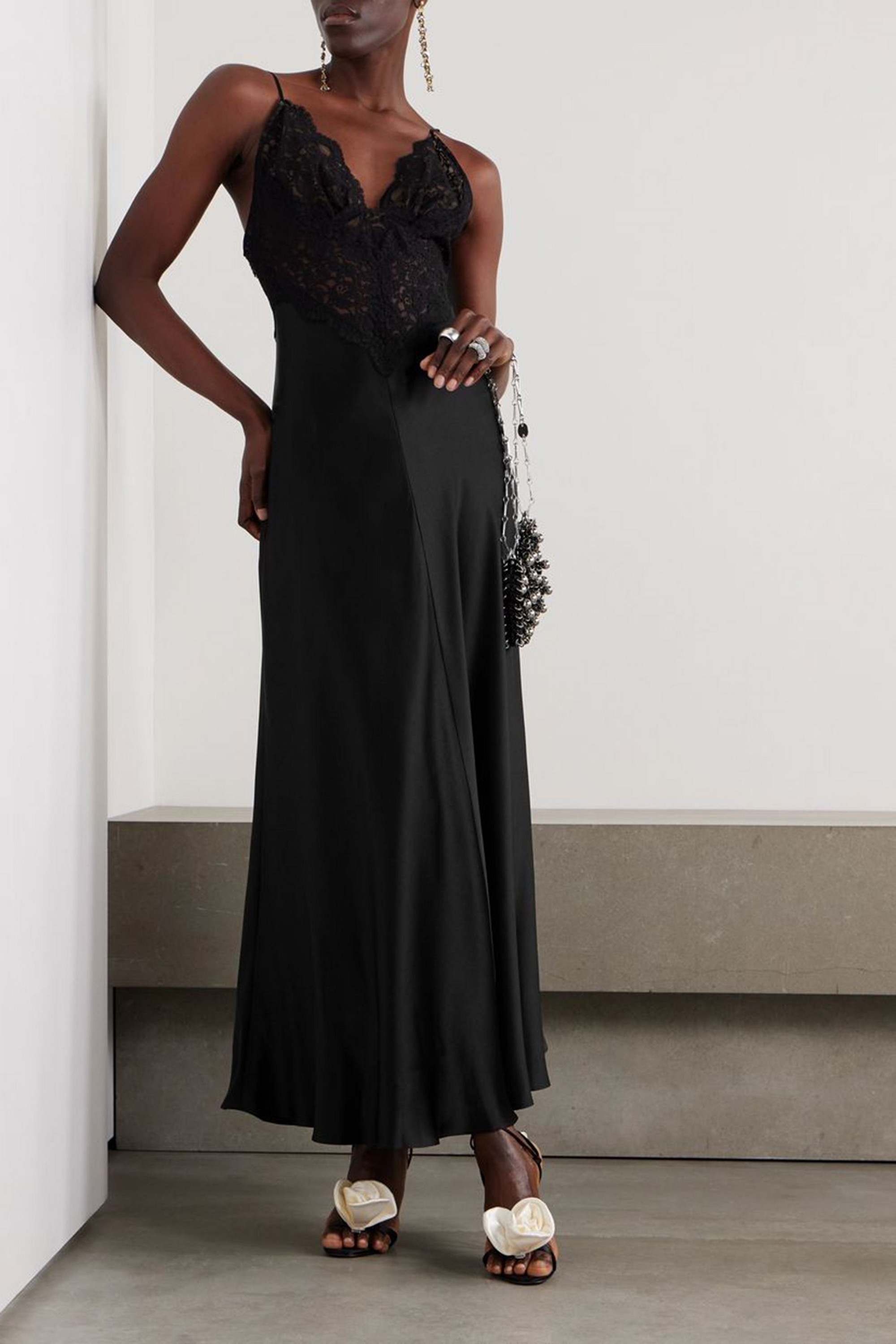Rodarte Silk-satin and cotton-blend lace maxi dress