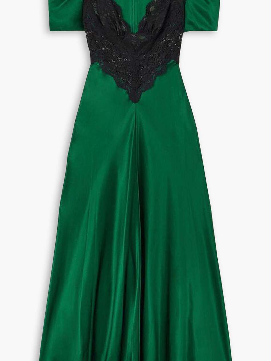 lace-trimmed silk-satin maxi dress