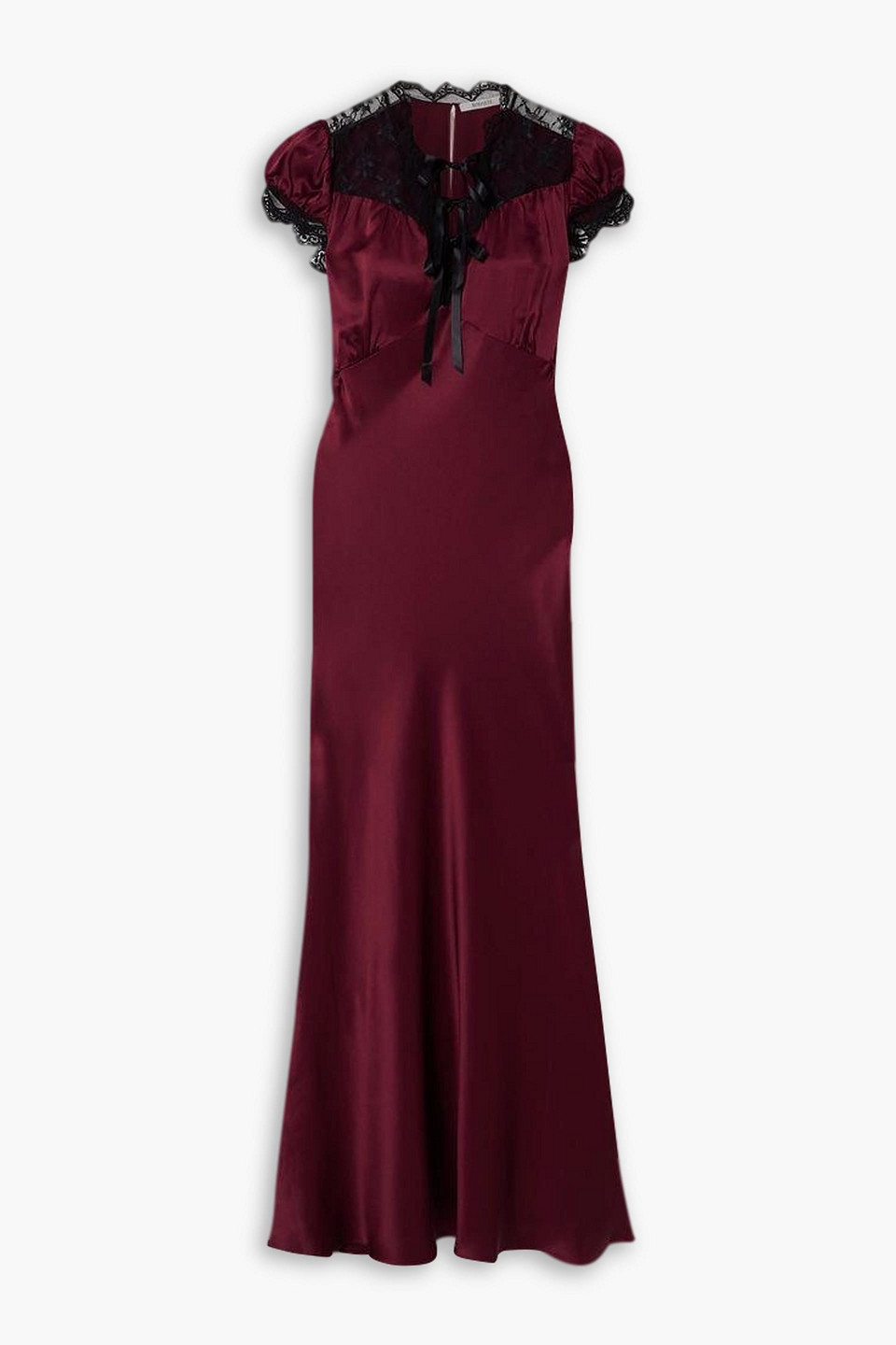 Rodarte Silk Satin Maxi Dress In Burgundy
