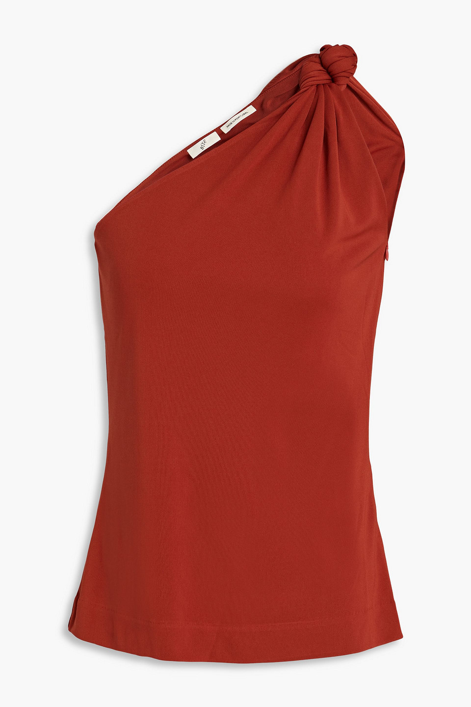 One-shoulder knotted jersey top