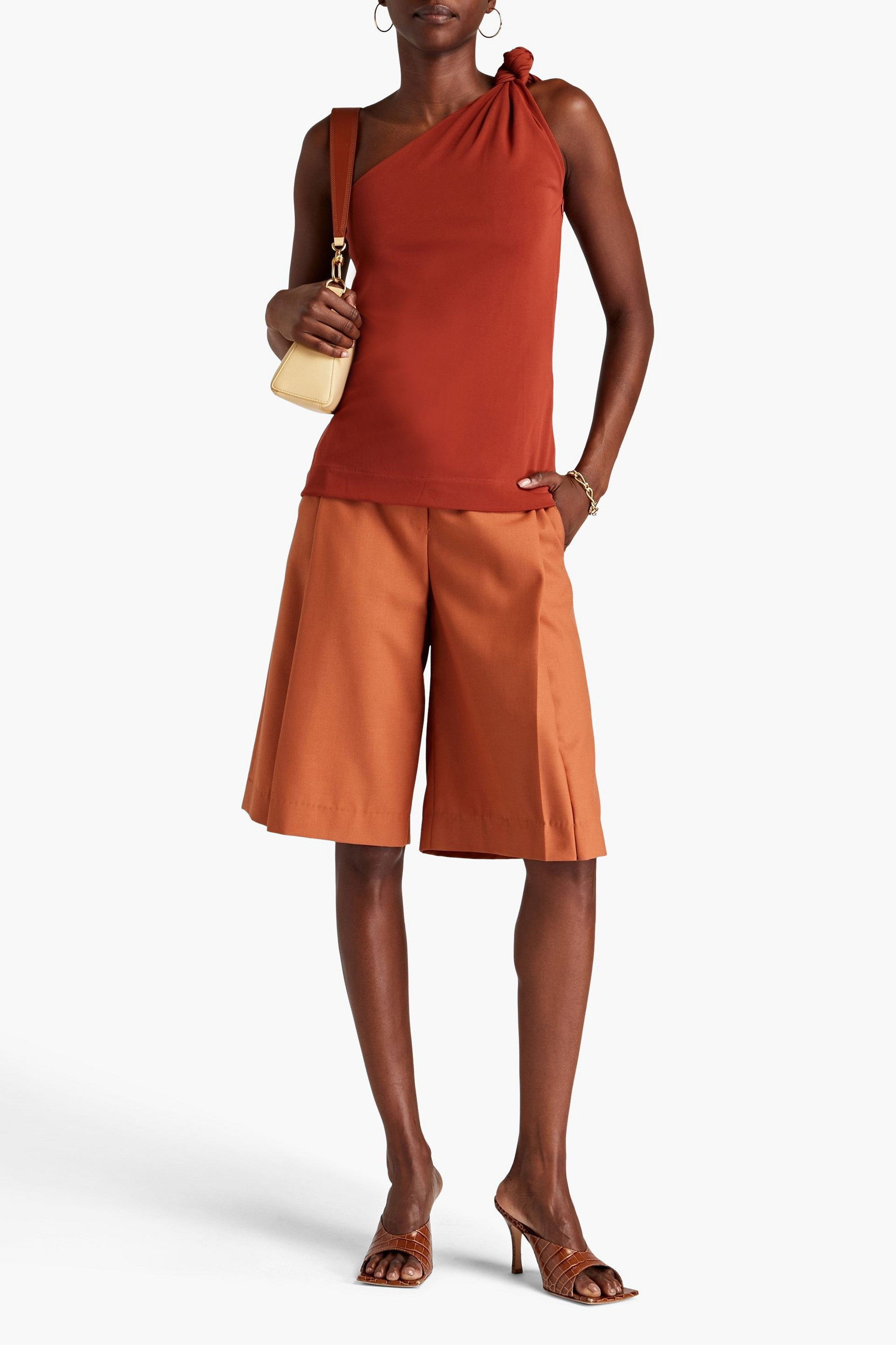 BITE STUDIOS One-shoulder knotted jersey top