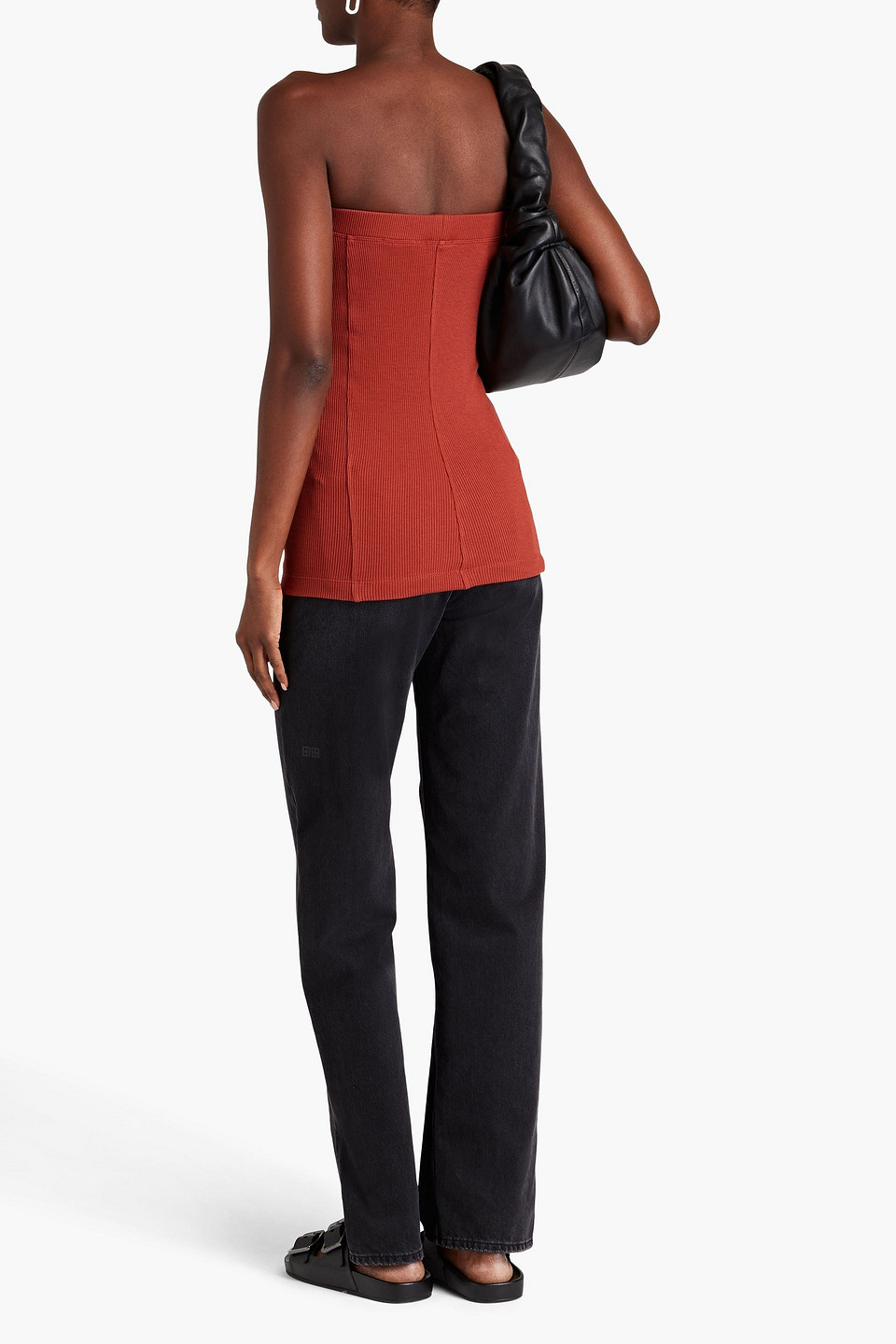 Bite Studios Strapless Ribbed Jersey Top In Tan