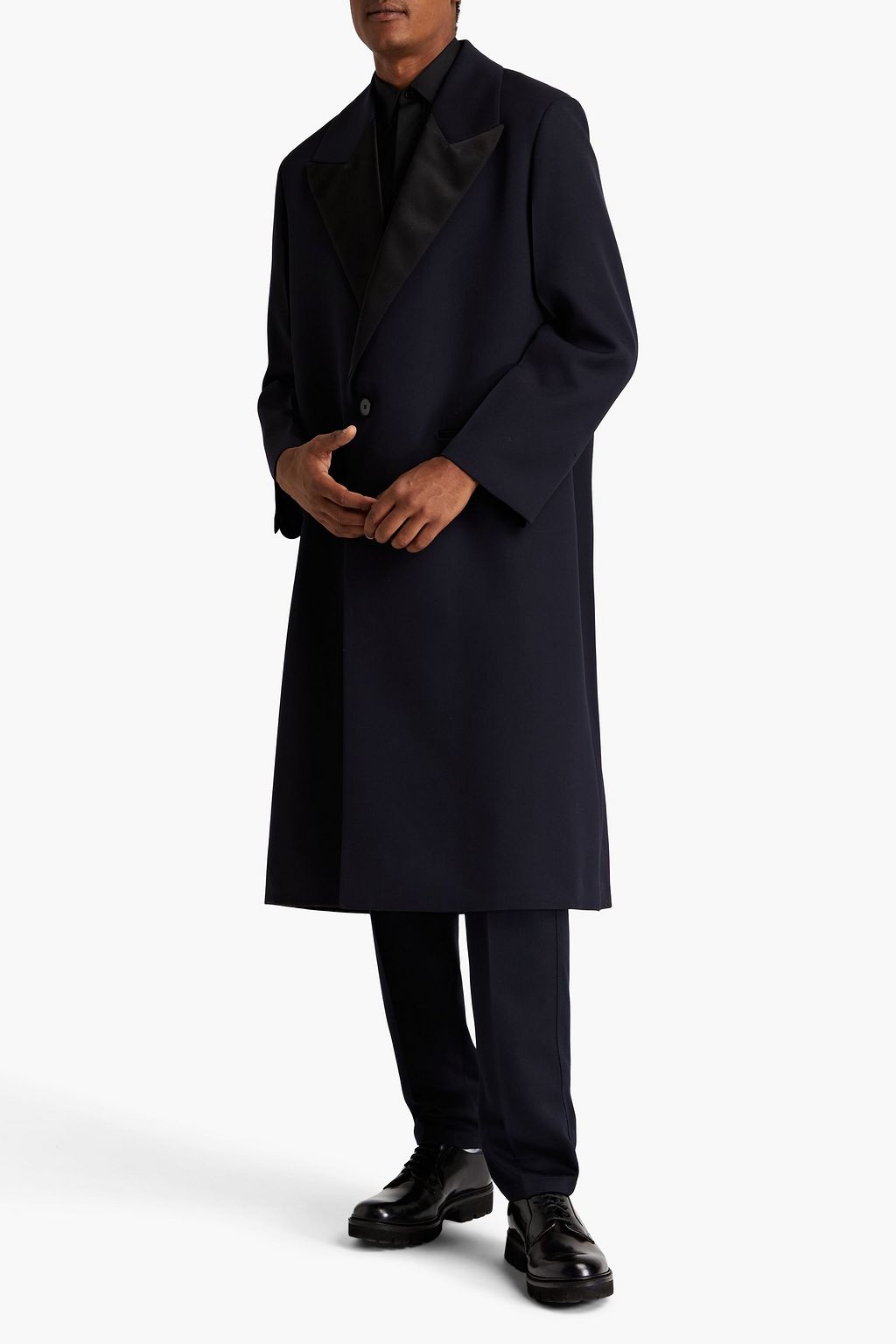 JIL SANDER Silk-satin trimmed grain de poudre wool coat