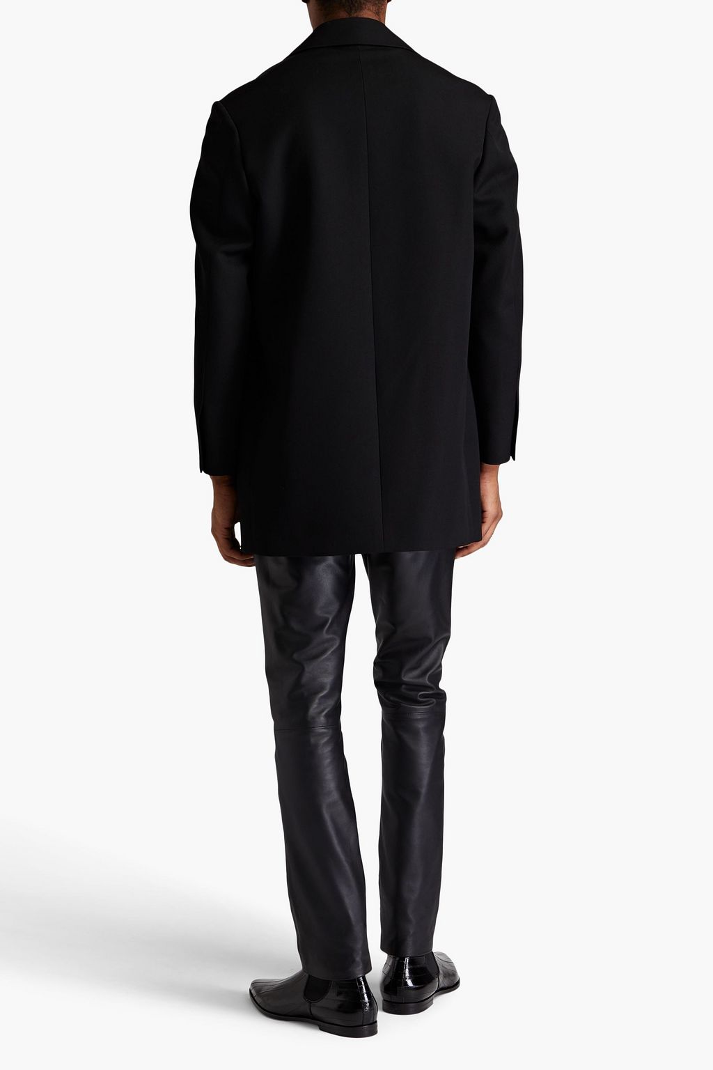 JIL SANDER Jacke aus Grain de Poudre aus Wolle mit Lederbesatz