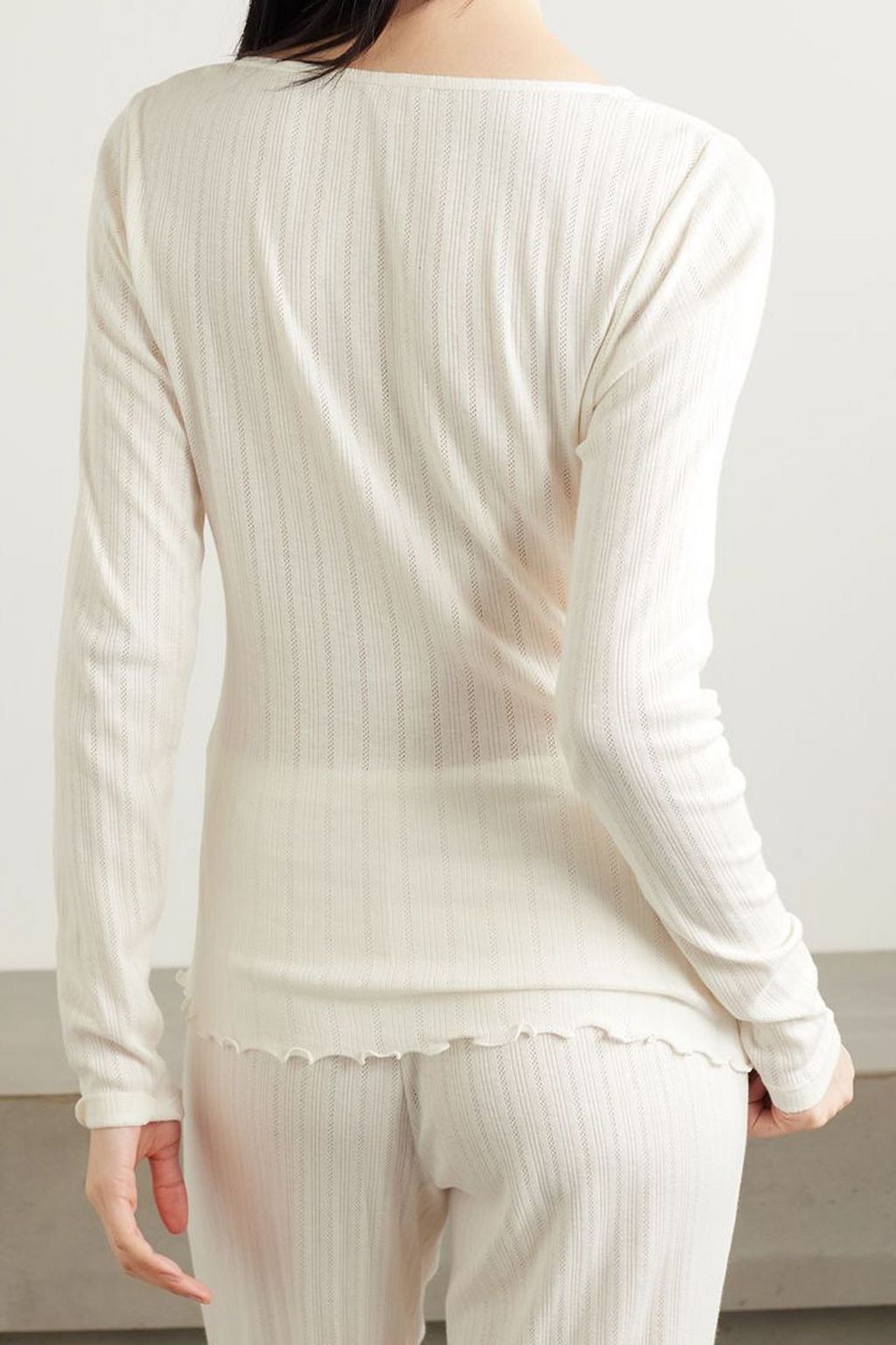 EBERJEY قميص بيجاما Henley من مزيج قطن بيما ومودال ™TENCEL بحبكة بوانتيل مضلّعة