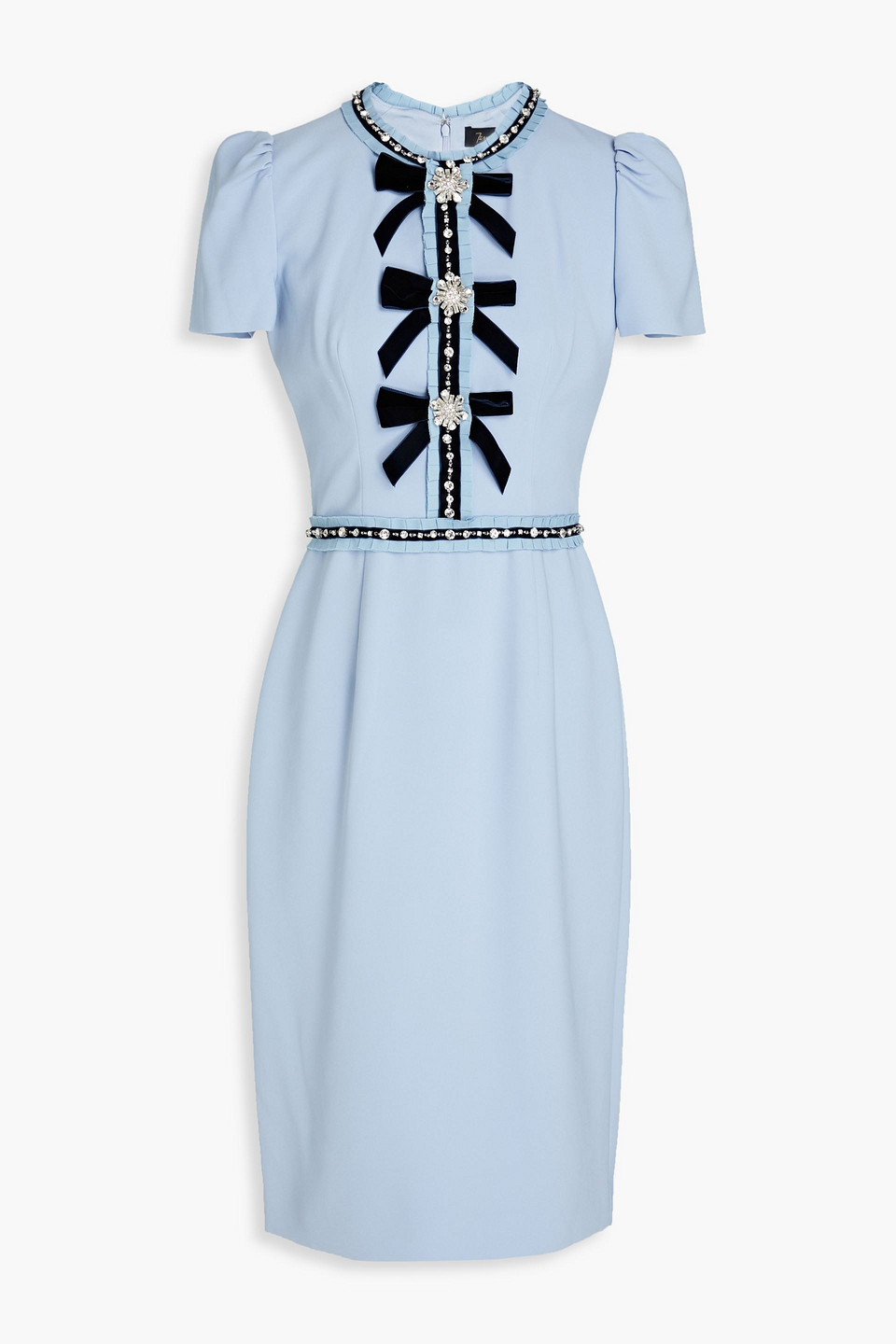 jenny packham pale blue dress Mildred Sleek Gown with Embellished Shoulders and Belt