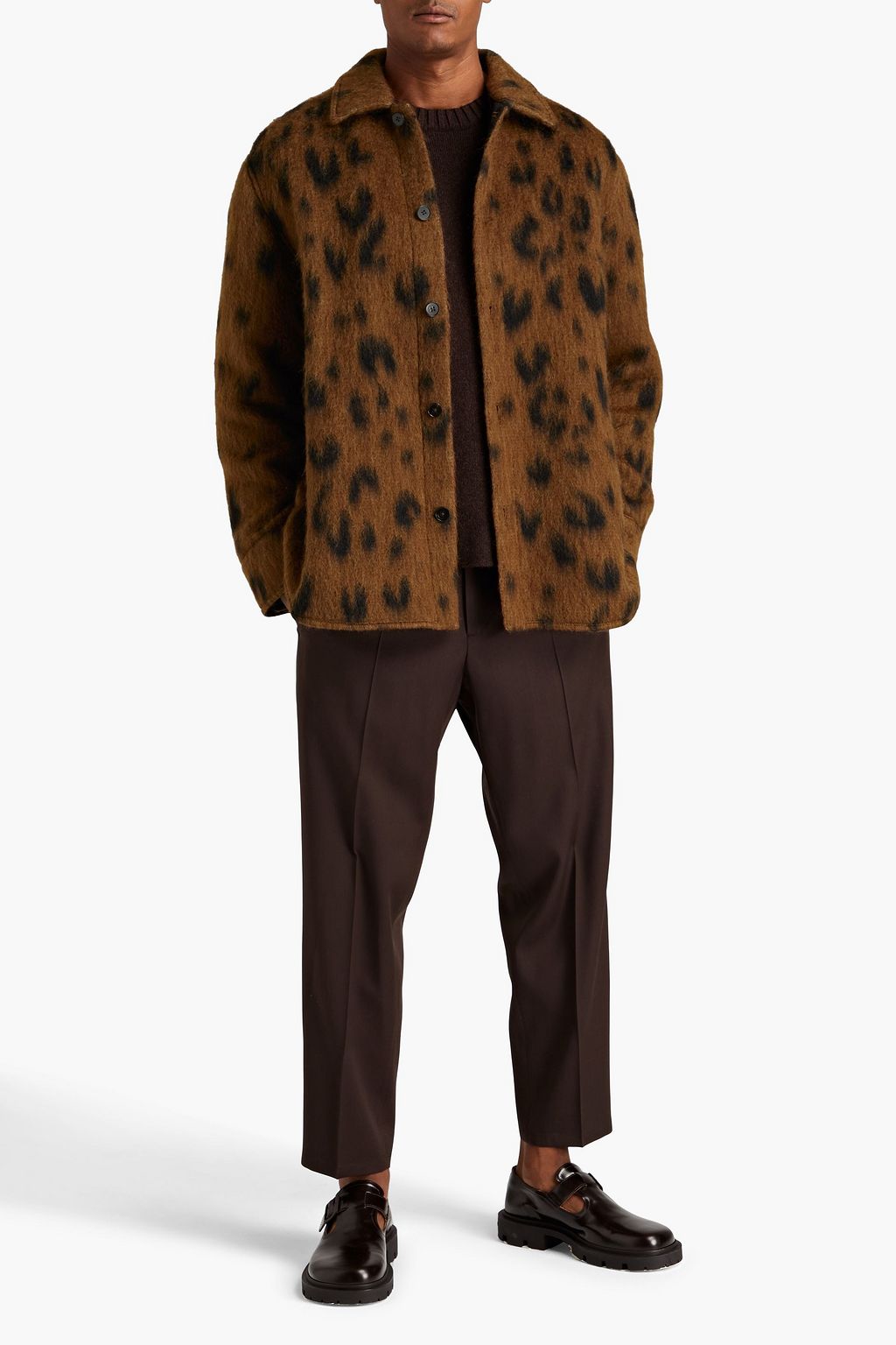 JIL SANDER Overshirt aus gebürstetem Filz mit Leopardenprint