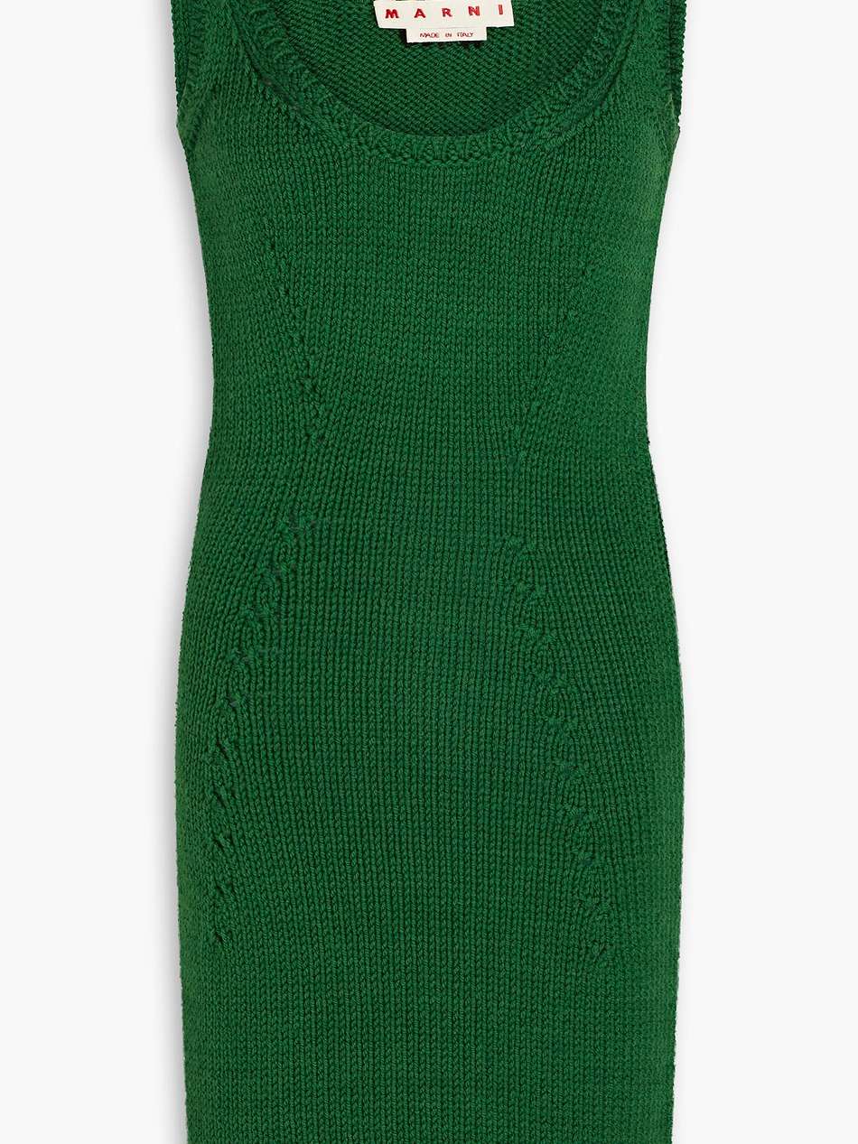 pointelle-knit wool mini dress