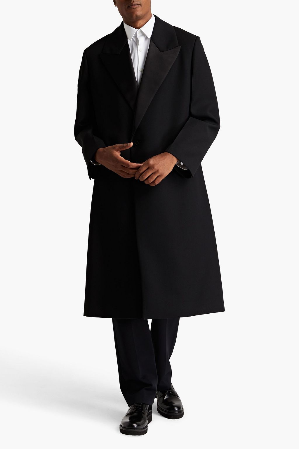 JIL SANDER Silk-satin trimmed grain de poudre wool coat