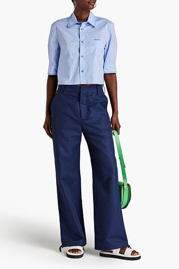 MARNI Cropped floral-print cotton-poplin tapered pants